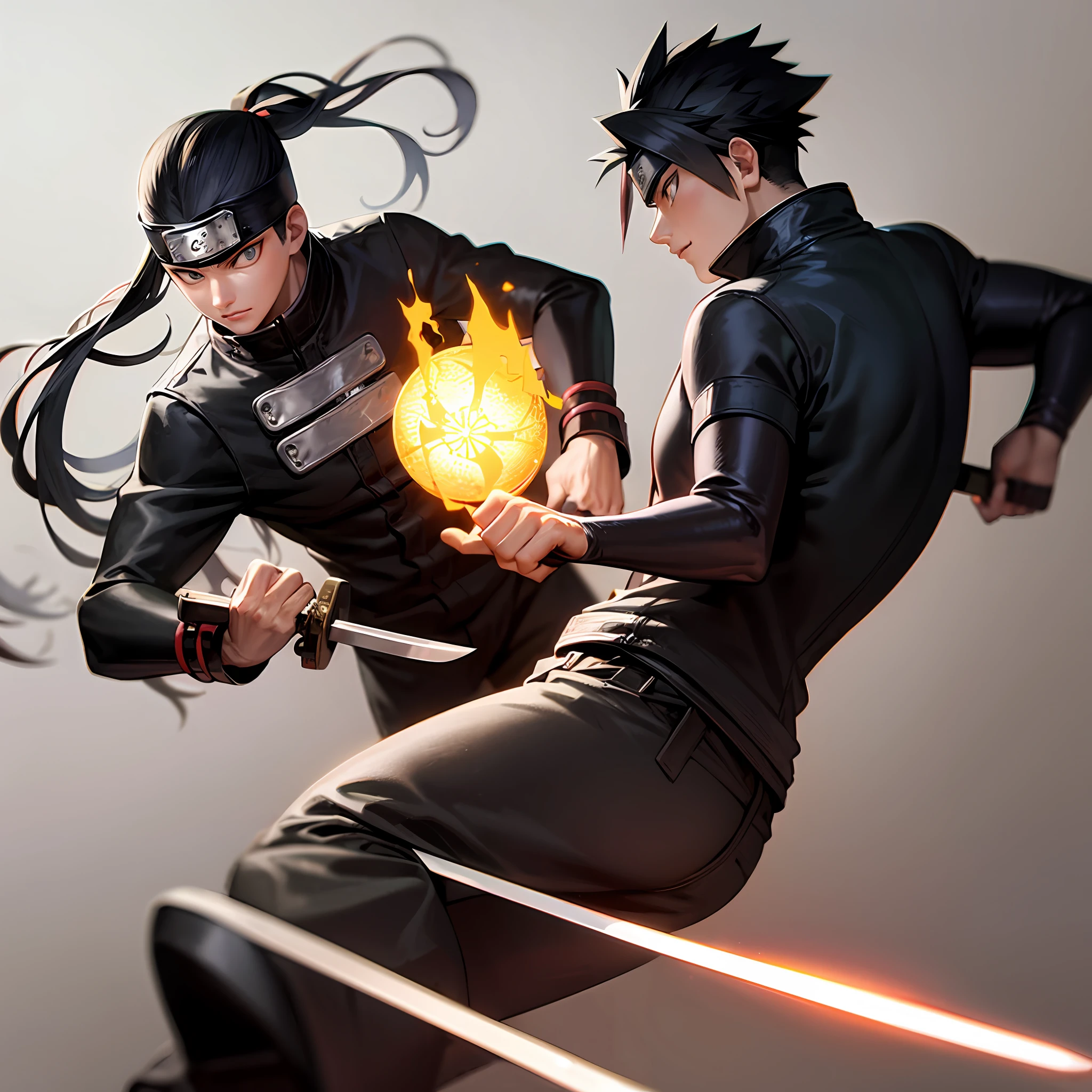 Naruto with abdomen, rasengan in hand with sword inside the Sudano "maior quantidade" "anime"