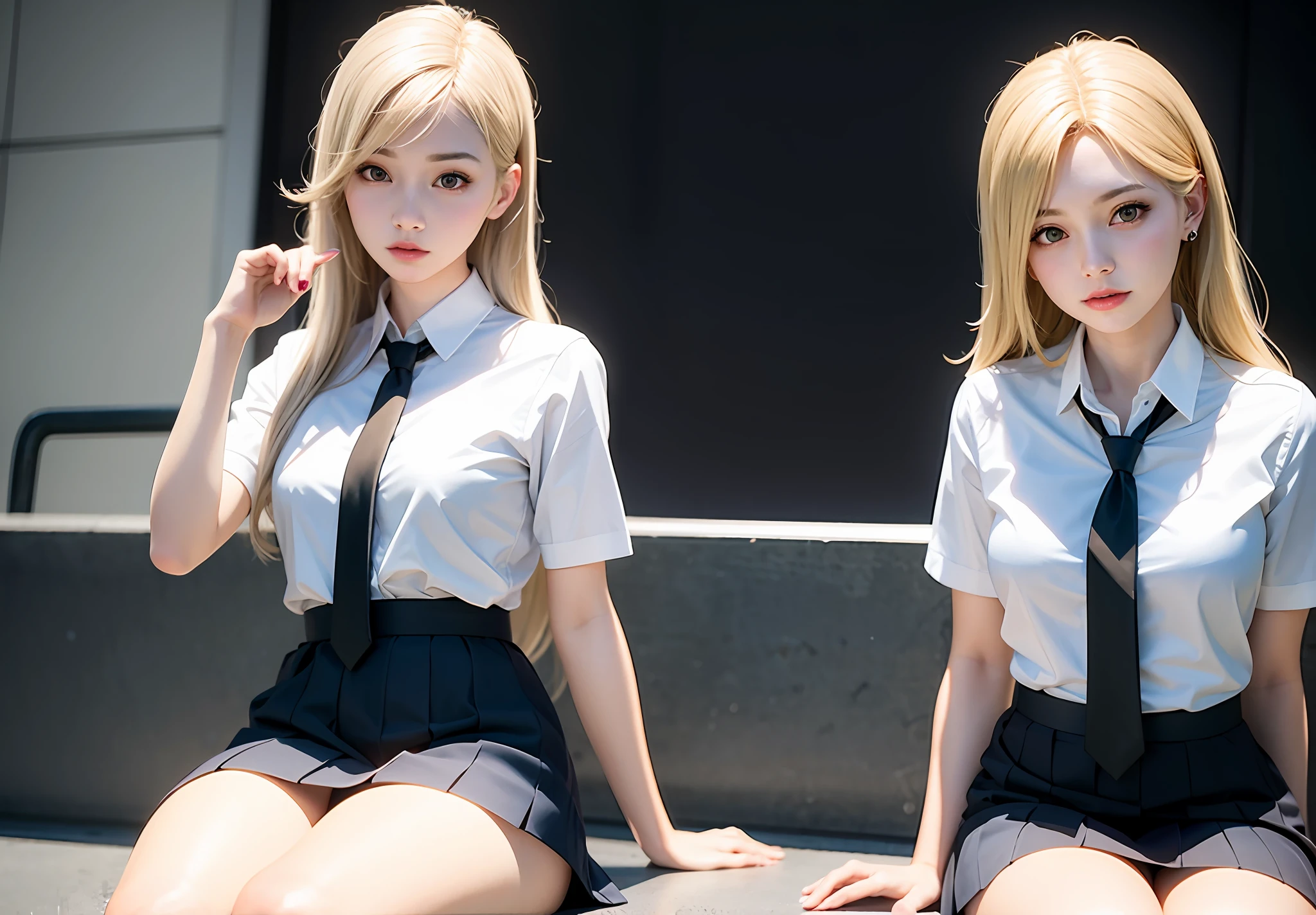 Flaxen hair woman in white shirt and tie pose,toppless、Beautiful、 a hyperrealistic schoolgirl, a hyperrealistic schoolgirl, Seductive Anime Girl, Realistic Schoolgirl, Hyper realistic anime, artwork in the style of guweiz, Trending on CGSTATION, Anime Barbie in white stockings, realistic 3 d style, photorealistic girl render, photorealistic anime