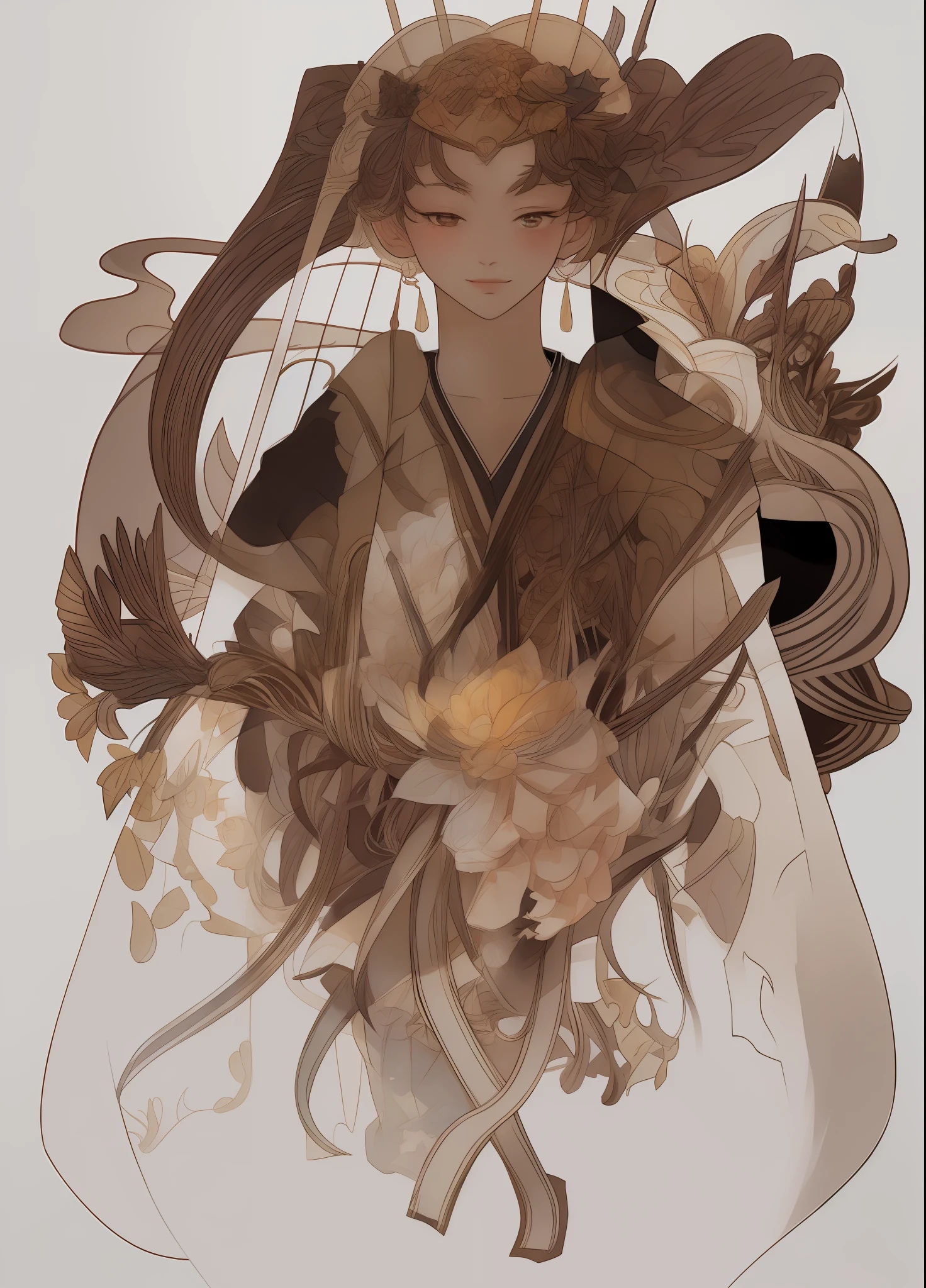 painting of a woman with a bird and a dragon on her shoulder, inspired by Yanagawa Nobusada, korean art nouveau anime, inspired by Utagawa Yoshitaki, inspired by Utagawa Yoshitora, dreamy psychedelic anime, anime art nouveau, inspired by Tosa Mitsuoki, loish |, anime illustration, by Yanagawa Nobusada,, beautiful line art, detailed manga style, extremely fine ink lineart, black and white manga style, black and white line art, ink manga drawing, intense line art, pencil and ink manga drawing, intense black line art, in style of manga, exquisite line art, perfect lineart,exquisite line art, exquisite digital illustration, detailed digital drawing, black and white coloring, digital anime illustration, a beautiful artwork illustration, detailed matte fantasy portrait, beautiful line art, great digital art with details, goddess. extremely high detail, 4k detailed digital art, stunning digital illustration, digital fantasy illustration,((Best quality)), ((masterpiece)), (detailed:1.4), 3D, an image of a beautiful female,HDR (High Dynamic Range),Ray Tracing,NVIDIA RTX,Super-Resolution,Unreal 5,Subsurface scattering,PBR Texturing,Post-processing,Anisotropic Filtering,Depth-of-field,Maximum clarity and sharpness,Multi-layered textures,Albedo and Specular maps,Surface shading,Accurate simulation of light-material interaction,Perfect proportions,Octane Render, Two-tone lighting,Wide aperture,Low ISO,White balance,Rule of thirds,8K RAW,