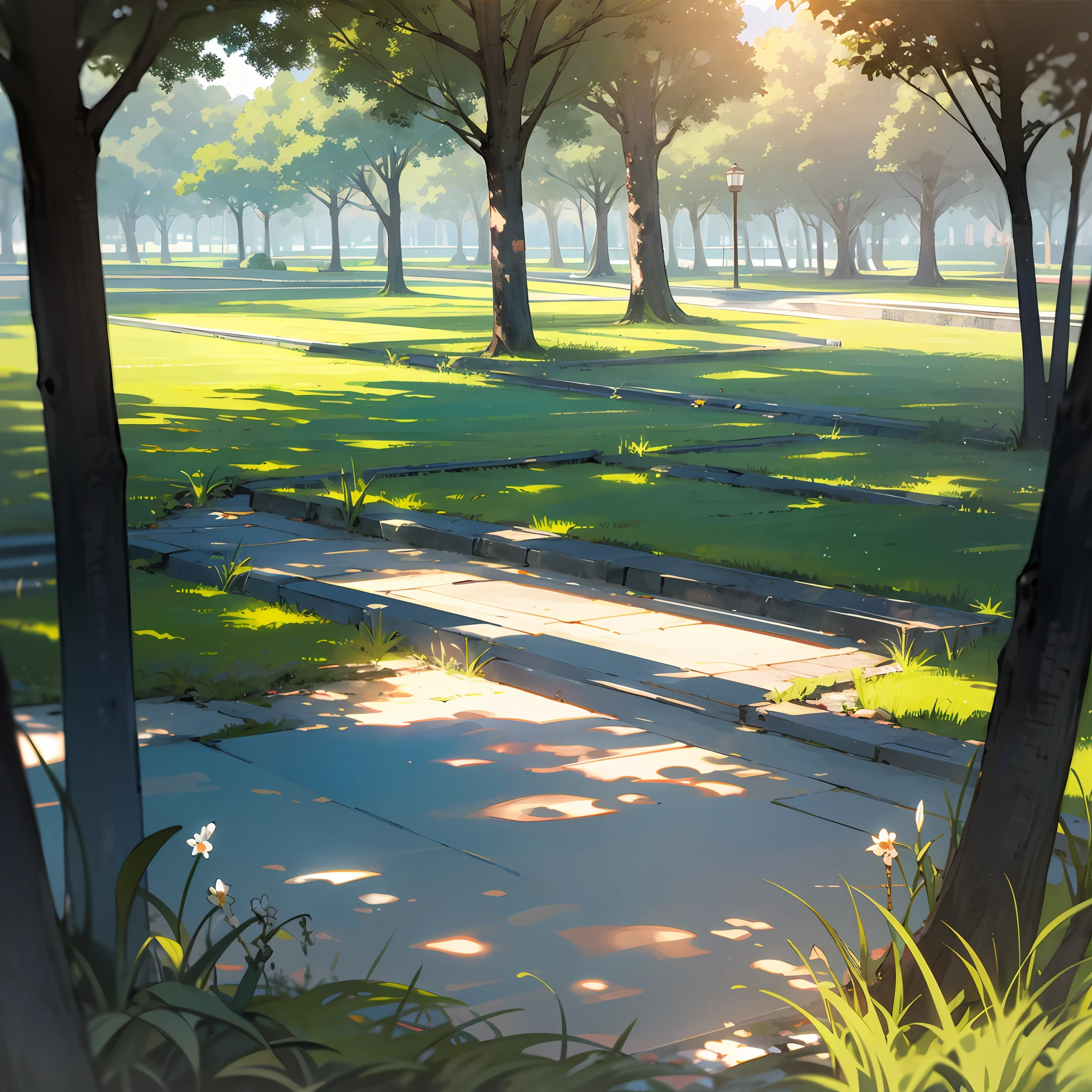 夏天,The sun shines on the ground,lawns,Scenic Area,Faraway view