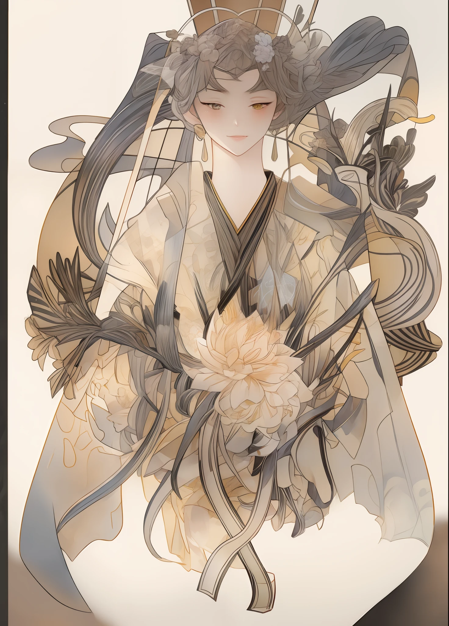 painting of a woman with a bird and a dragon on her shoulder, inspired by Yanagawa Nobusada, korean art nouveau anime, inspired by Utagawa Yoshitaki, inspired by Utagawa Yoshitora, dreamy psychedelic anime, anime art nouveau, inspired by Tosa Mitsuoki, loish |, anime illustration, by Yanagawa Nobusada,, beautiful line art, detailed manga style, extremely fine ink lineart, black and white manga style, black and white line art, ink manga drawing, intense line art, pencil and ink manga drawing, intense black line art, in style of manga, exquisite line art, perfect lineart,exquisite line art, exquisite digital illustration, detailed digital drawing, black and white coloring, digital anime illustration, a beautiful artwork illustration, detailed matte fantasy portrait, beautiful line art, great digital art with details, goddess. extremely high detail, 4k detailed digital art, stunning digital illustration, digital fantasy illustration,((Best quality)), ((masterpiece)), (detailed:1.4), 3D, an image of a beautiful female,HDR (High Dynamic Range),Ray Tracing,NVIDIA RTX,Super-Resolution,Unreal 5,Subsurface scattering,PBR Texturing,Post-processing,Anisotropic Filtering,Depth-of-field,Maximum clarity and sharpness,Multi-layered textures,Albedo and Specular maps,Surface shading,Accurate simulation of light-material interaction,Perfect proportions,Octane Render, Two-tone lighting,Wide aperture,Low ISO,White balance,Rule of thirds,8K RAW,
