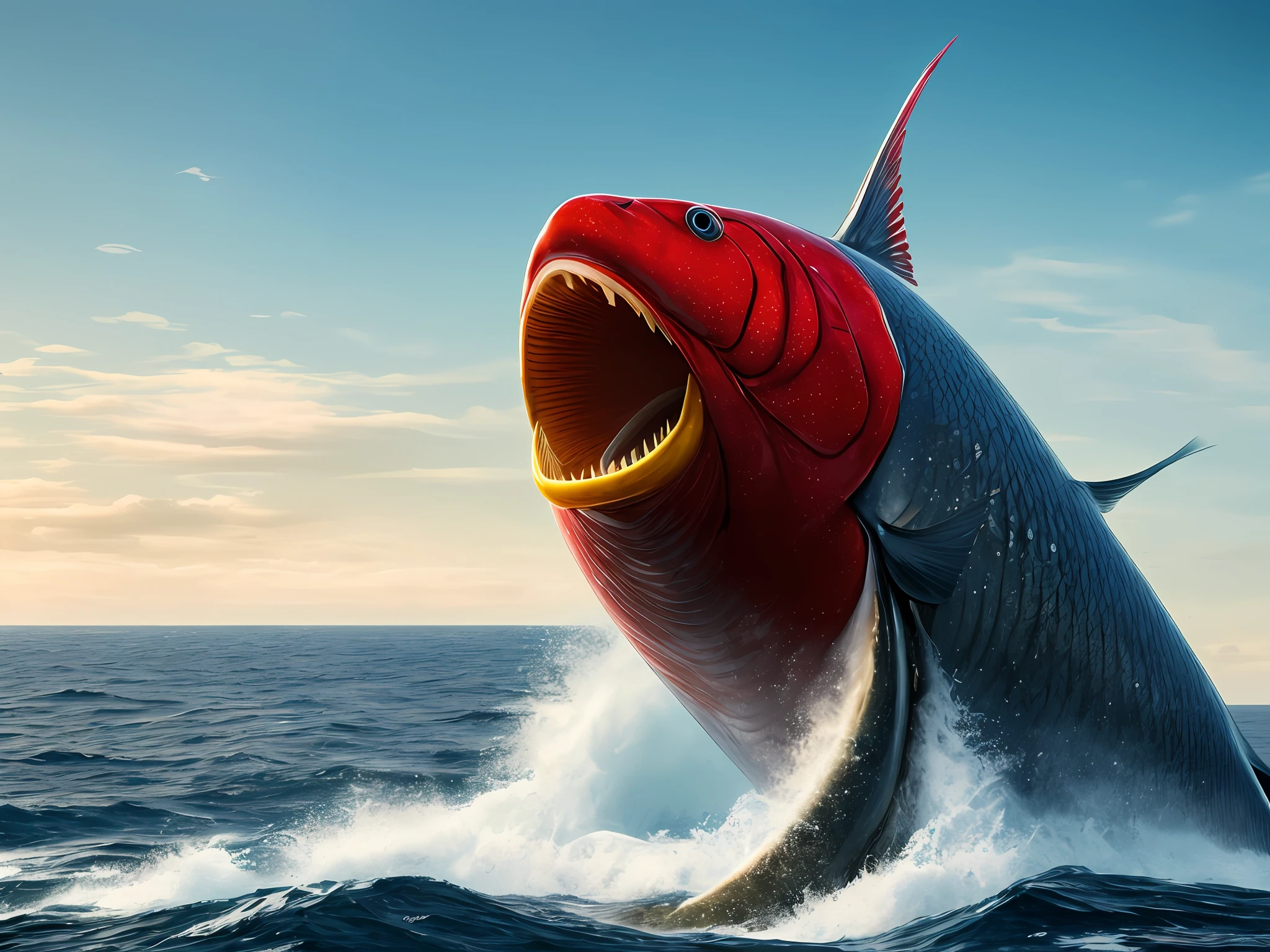 There is a big fish in the North Sea，It's huge，I don't know how many thousands of miles long it is，Fantasy epic 8k HD wallpaper masterpiece