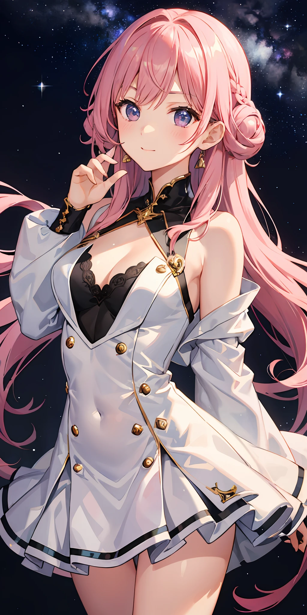 one girls、Pink longhair、Galaxy、kosmos、