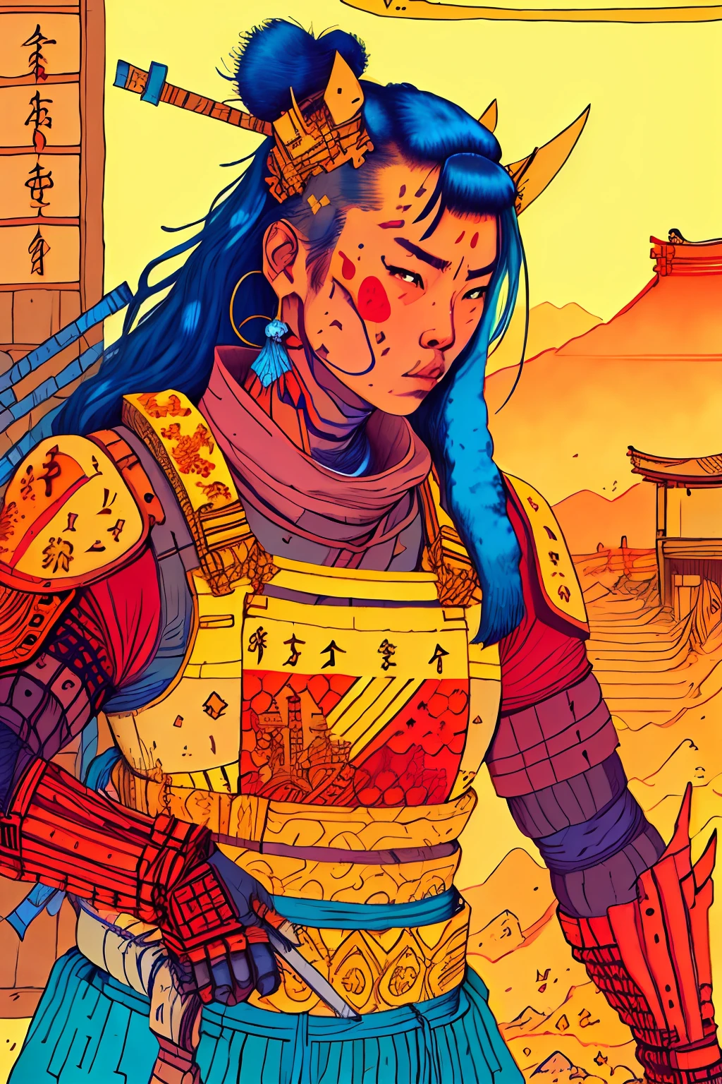 Samurai woman, In rural Japanese, author：josan gonzales