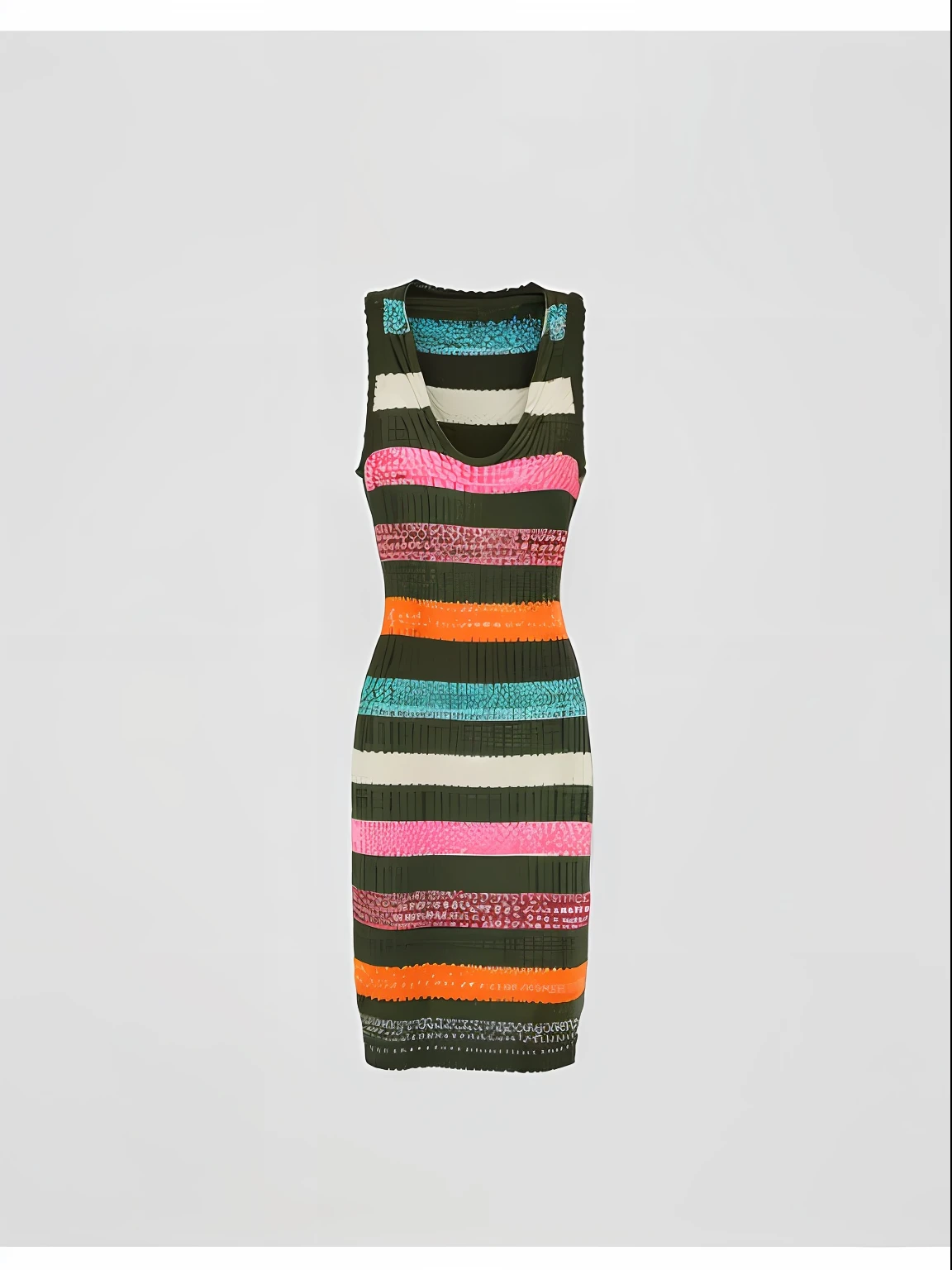 Close-up of dress with striped design, multicolour, multicolour, multicolour, Bandeau Dress, Colorful dress, author:Jacob Emmanuel Handman, Multicolored, full body wide shot, medium wide shot, plethora of colors ; Mini dress, a wide full shot, Colorful colorful, multicolor