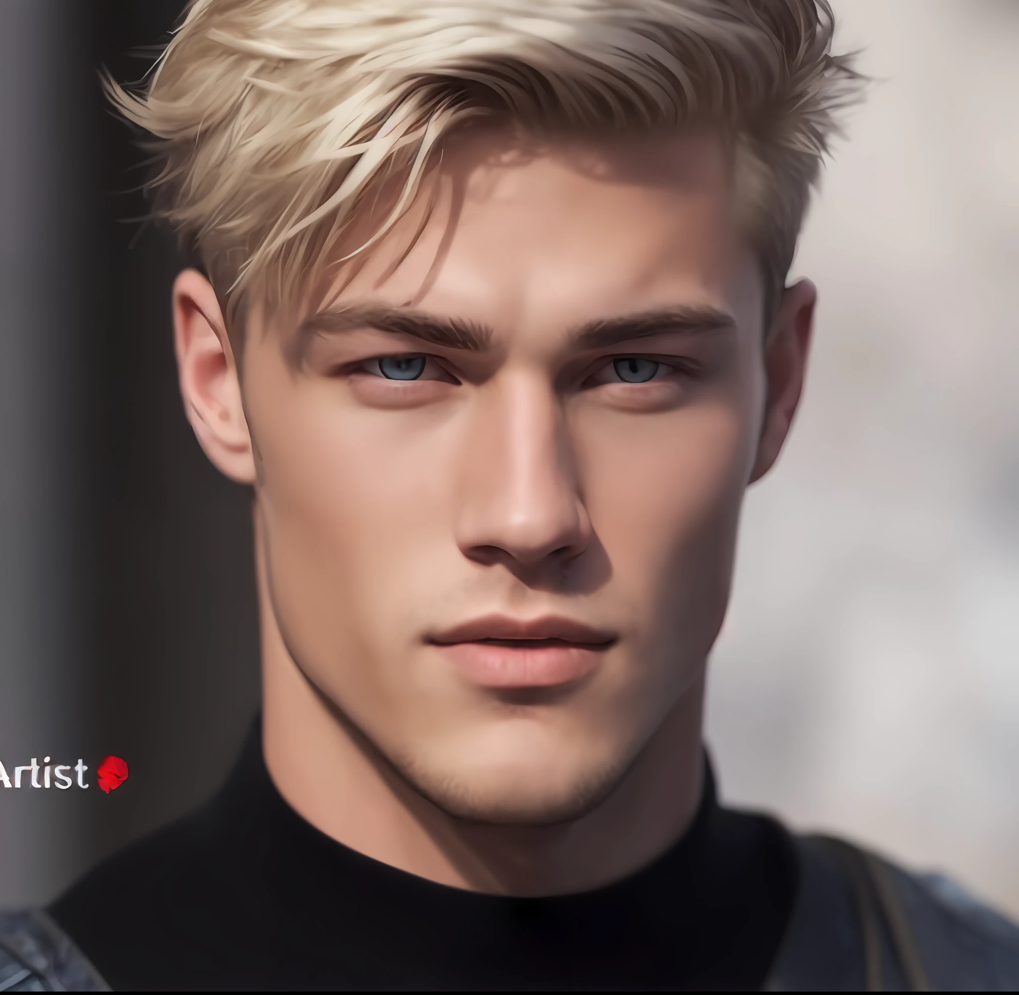 Extremely handsome man with blue eyes, 18 years old, white and detailed skin, extremely realistic, beautiful, perfect face, marked jaw,