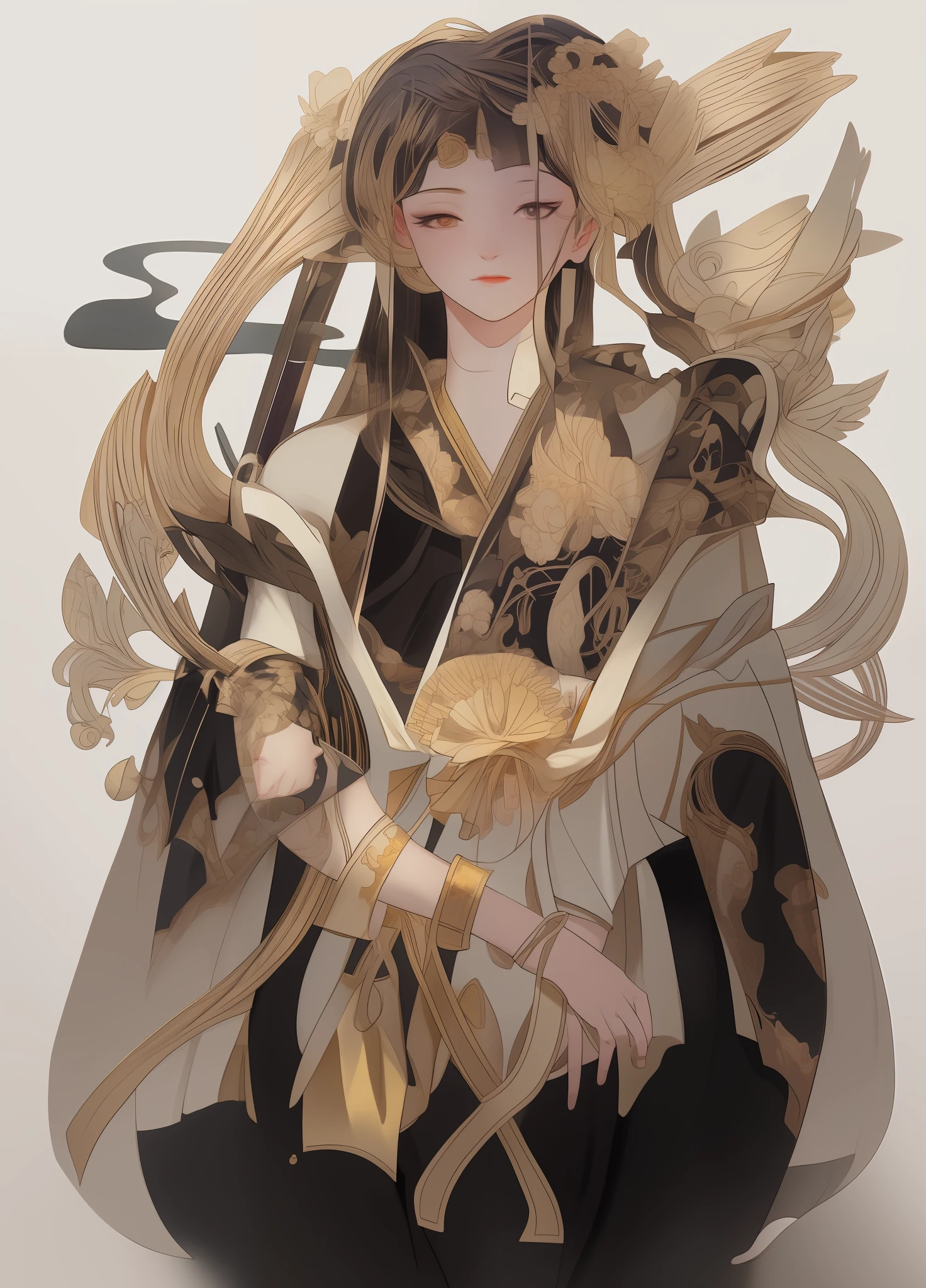 painting of a woman with a bird and a dragon on her shoulder, inspired by Yanagawa Nobusada, korean art nouveau anime, inspired by Utagawa Yoshitaki, inspired by Utagawa Yoshitora, dreamy psychedelic anime, anime art nouveau, inspired by Tosa Mitsuoki, loish |, anime illustration, by Yanagawa Nobusada,, beautiful line art, detailed manga style, extremely fine ink lineart, black and white manga style, black and white line art, ink manga drawing, intense line art, pencil and ink manga drawing, intense black line art, in style of manga, exquisite line art, perfect lineart,exquisite line art, exquisite digital illustration, detailed digital drawing, black and white coloring, digital anime illustration, a beautiful artwork illustration, detailed matte fantasy portrait, beautiful line art, great digital art with details, goddess. extremely high detail, 4k detailed digital art, stunning digital illustration, digital fantasy illustration,((Best quality)), ((masterpiece)), (detailed:1.4), 3D, an image of a beautiful female,HDR (High Dynamic Range),Ray Tracing,NVIDIA RTX,Super-Resolution,Unreal 5,Subsurface scattering,PBR Texturing,Post-processing,Anisotropic Filtering,Depth-of-field,Maximum clarity and sharpness,Multi-layered textures,Albedo and Specular maps,Surface shading,Accurate simulation of light-material interaction,Perfect proportions,Octane Render, Two-tone lighting,Wide aperture,Low ISO,White balance,Rule of thirds,8K RAW,