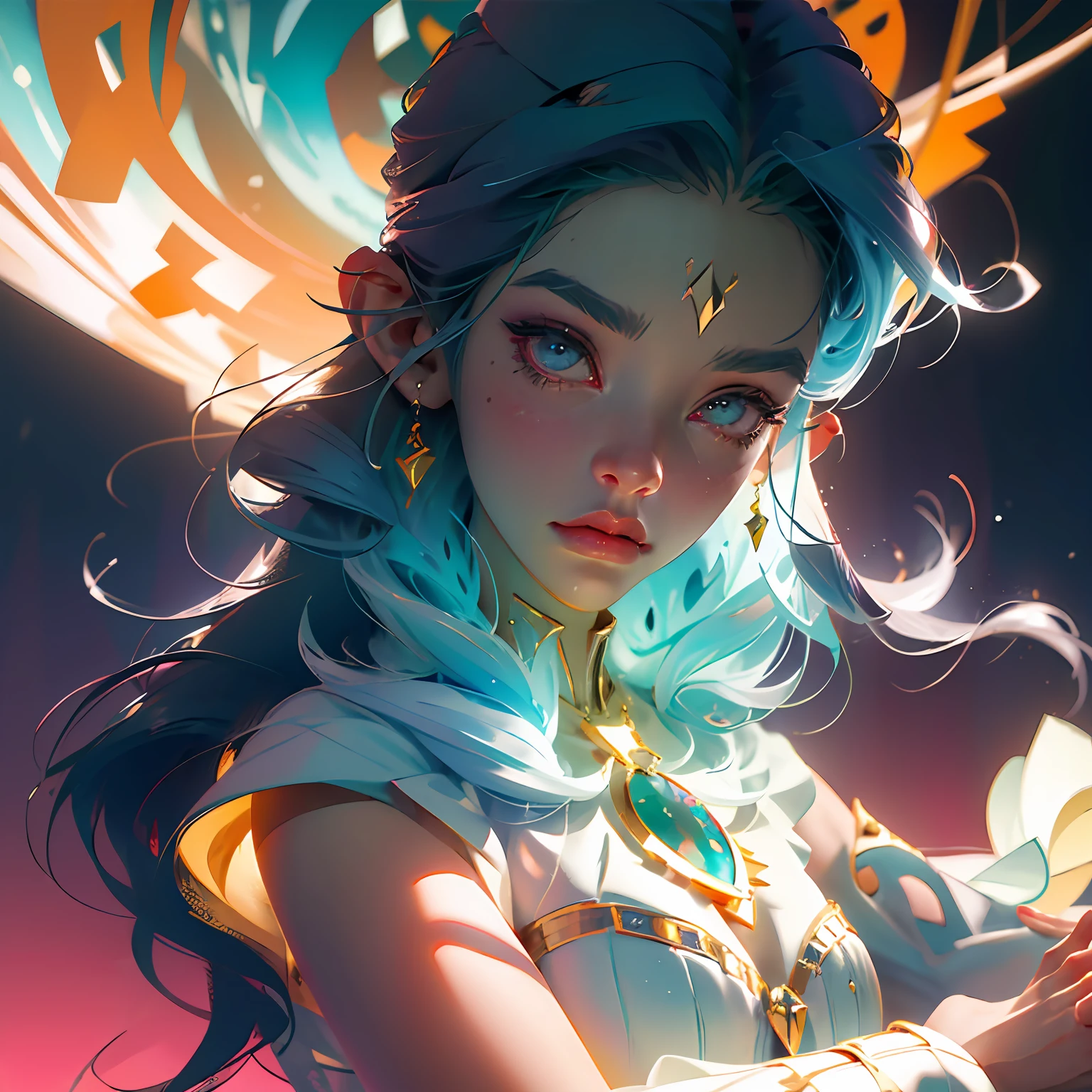 +artgerm+artstation+cygames+yostar+Final Fantasy, an ethereal young female human, billowing shimmering shine fiber optic hair, real porcelain skin, cinematic close up portrait, ultra detailed anime symmetrical real big eyes, goddess, rich detail, full 3d, queen of the spring, fantasy, dynamic composition, cinematic rim light, shine back light, 8k, luxury --ar 9:16 --auto