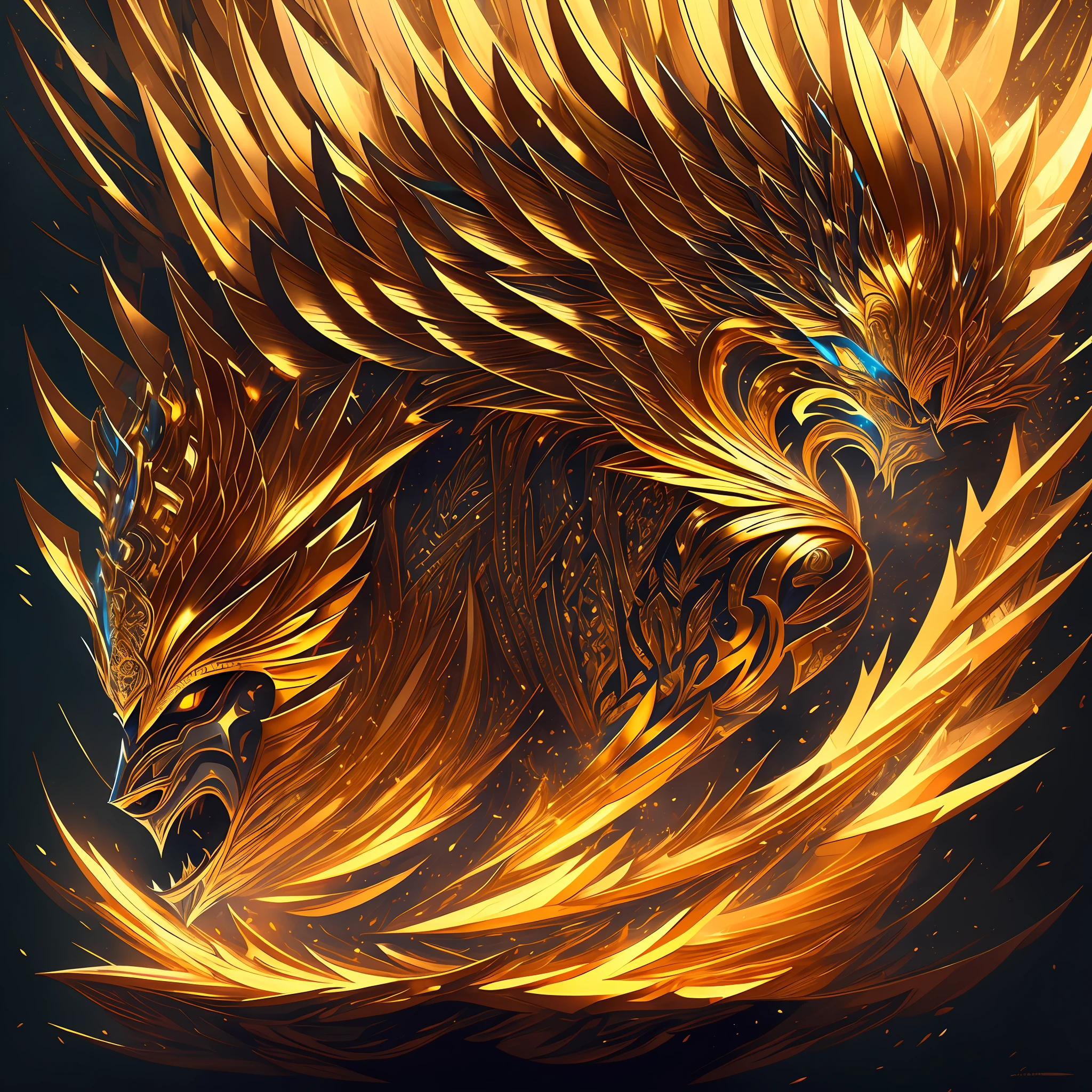 "Suleimane+stylized portrait of a majestic warrior with intricate armor and a fierce expression, emanating power and strength, set against a dramatic background, bathed in warm, golden hues, casting long shadows and creating a sense of epicness and grandeur."