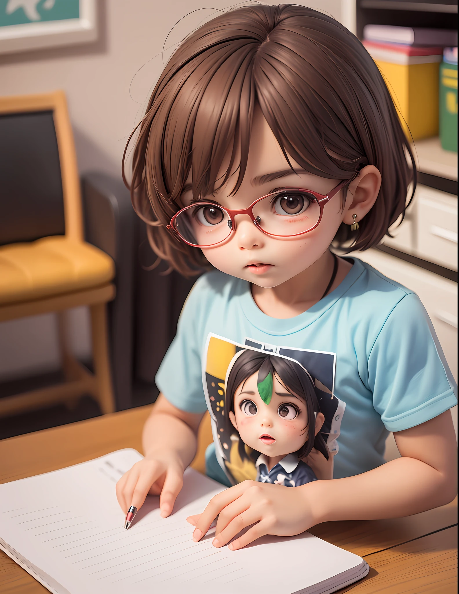 Mini avatar,garoto,segurando um notebook,camisa do brasil