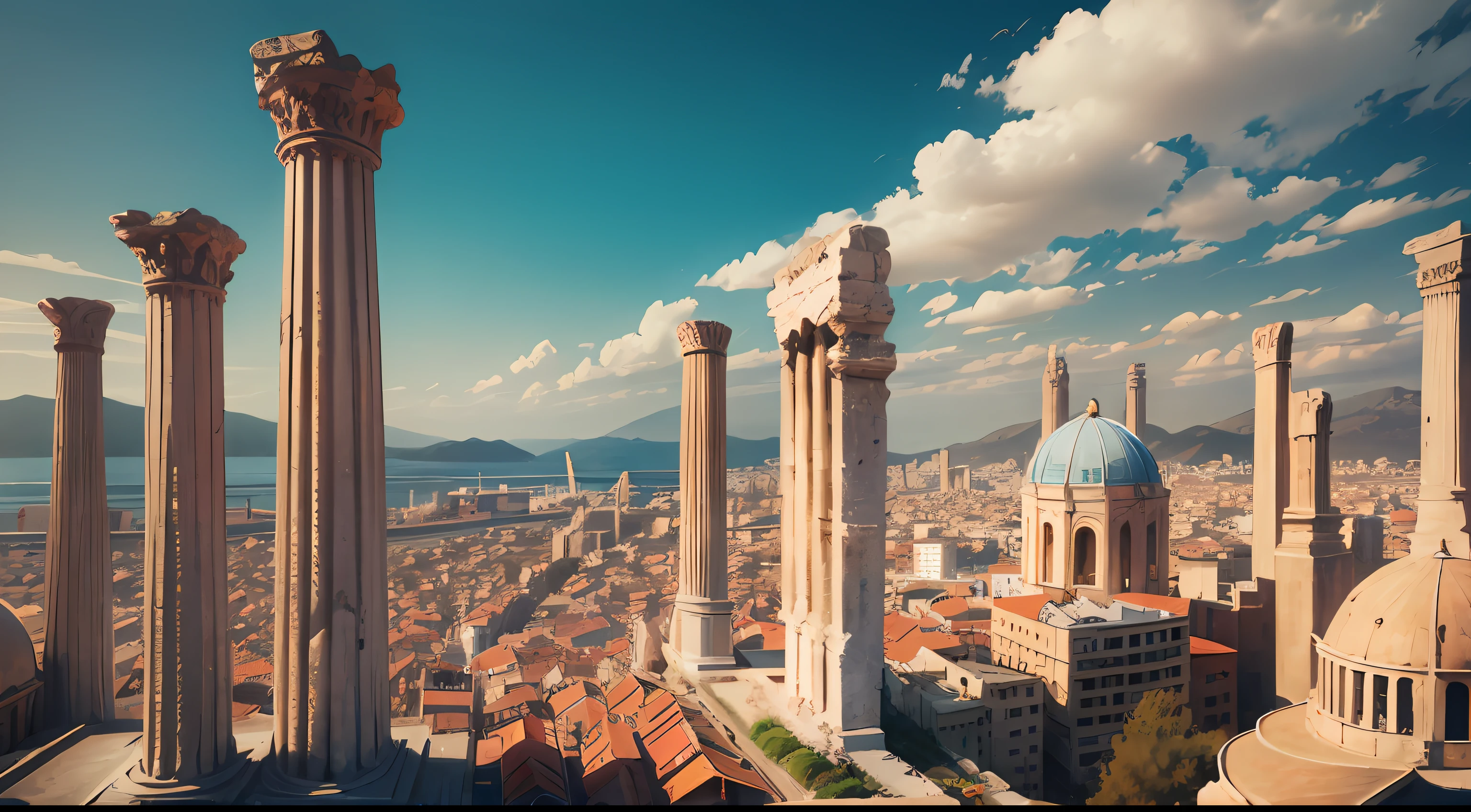 Ancient Izmir City ((best quality)),((high detail)),((realistic,)) sunny day --auto --s2