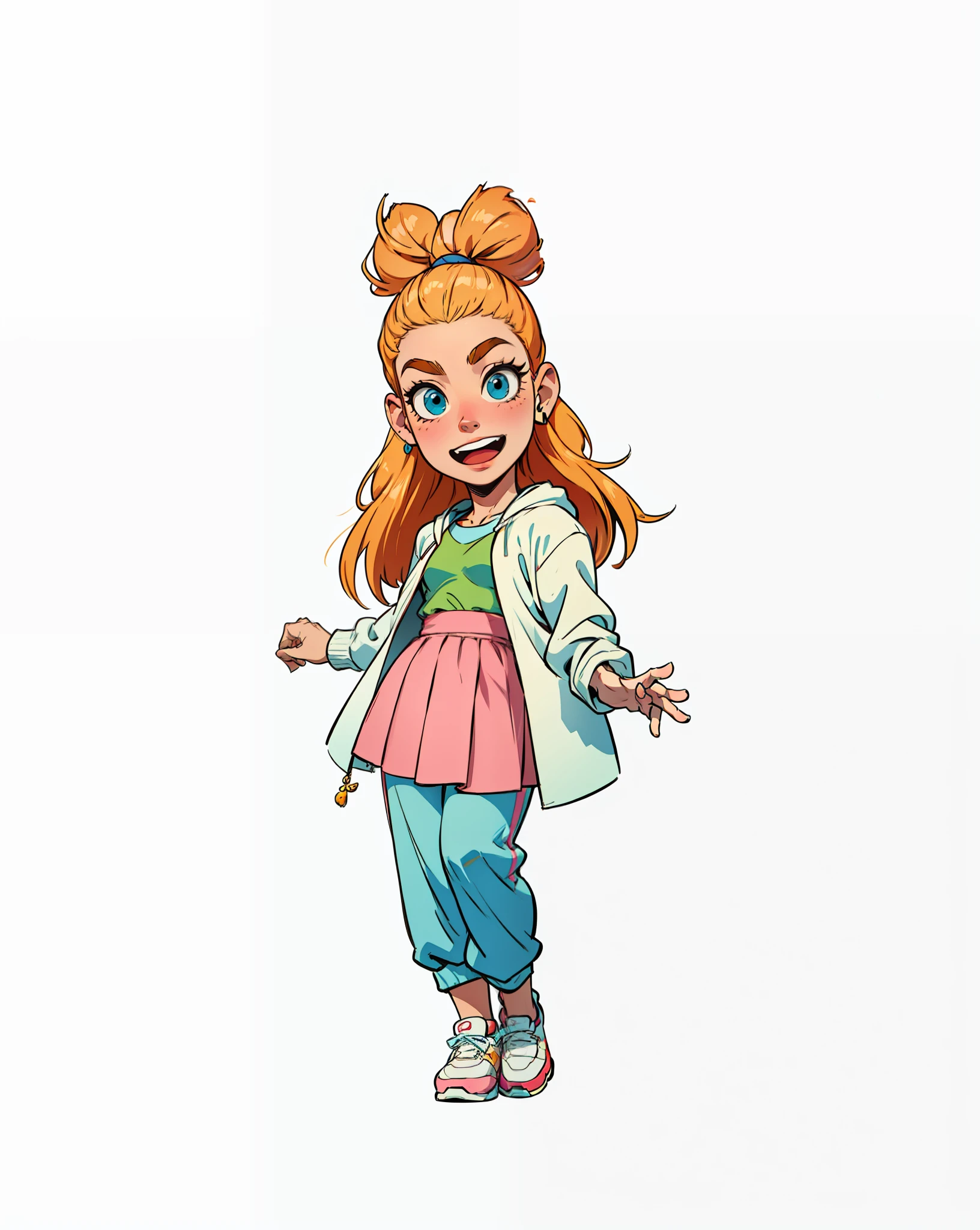 Mulher, tenis branco, jaleco branco, Pqlhaça Nose, Estilo Pixar.