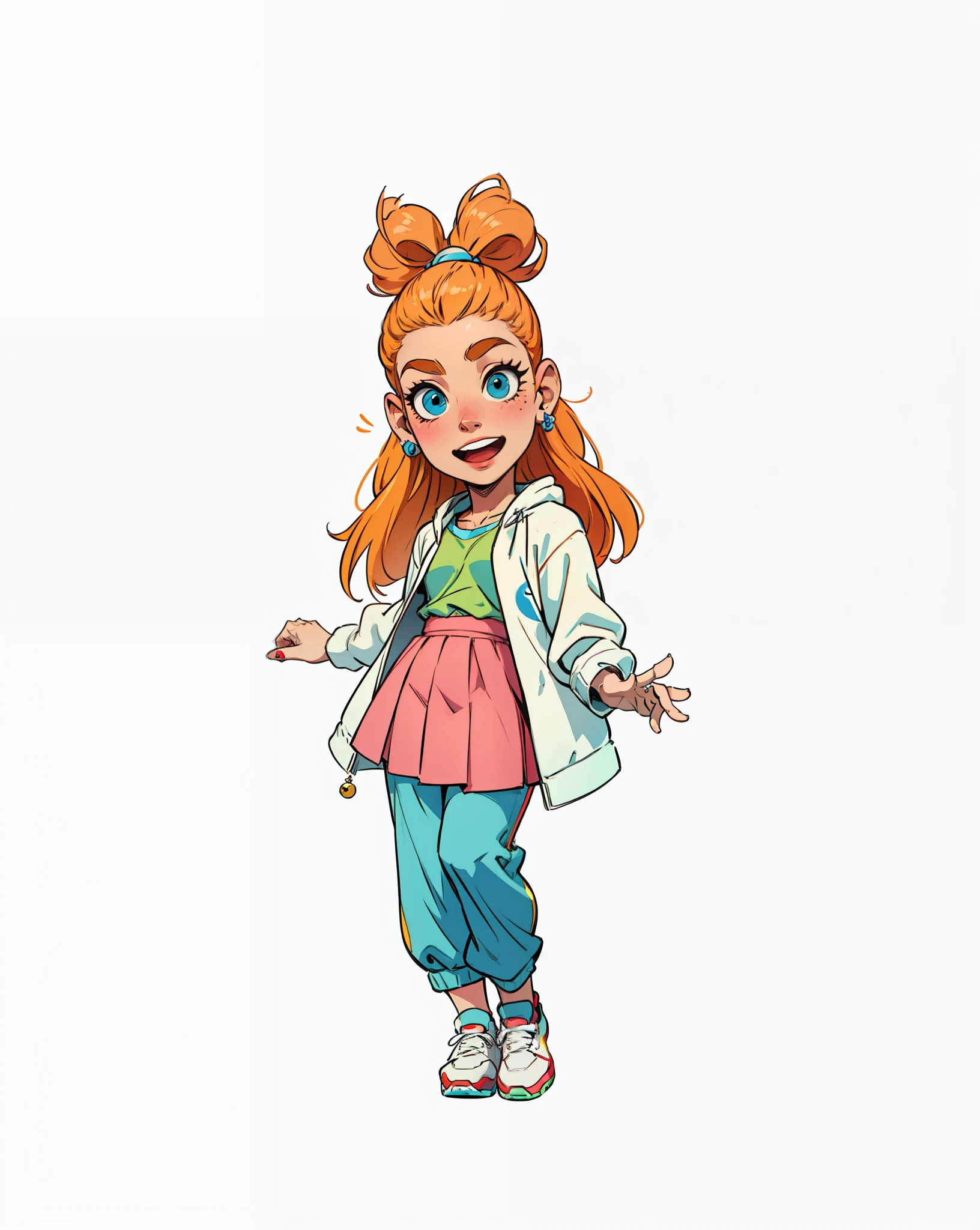 Mulher, tenis branco, jaleco branco, Pqlhaça Nose, Estilo Pixar.