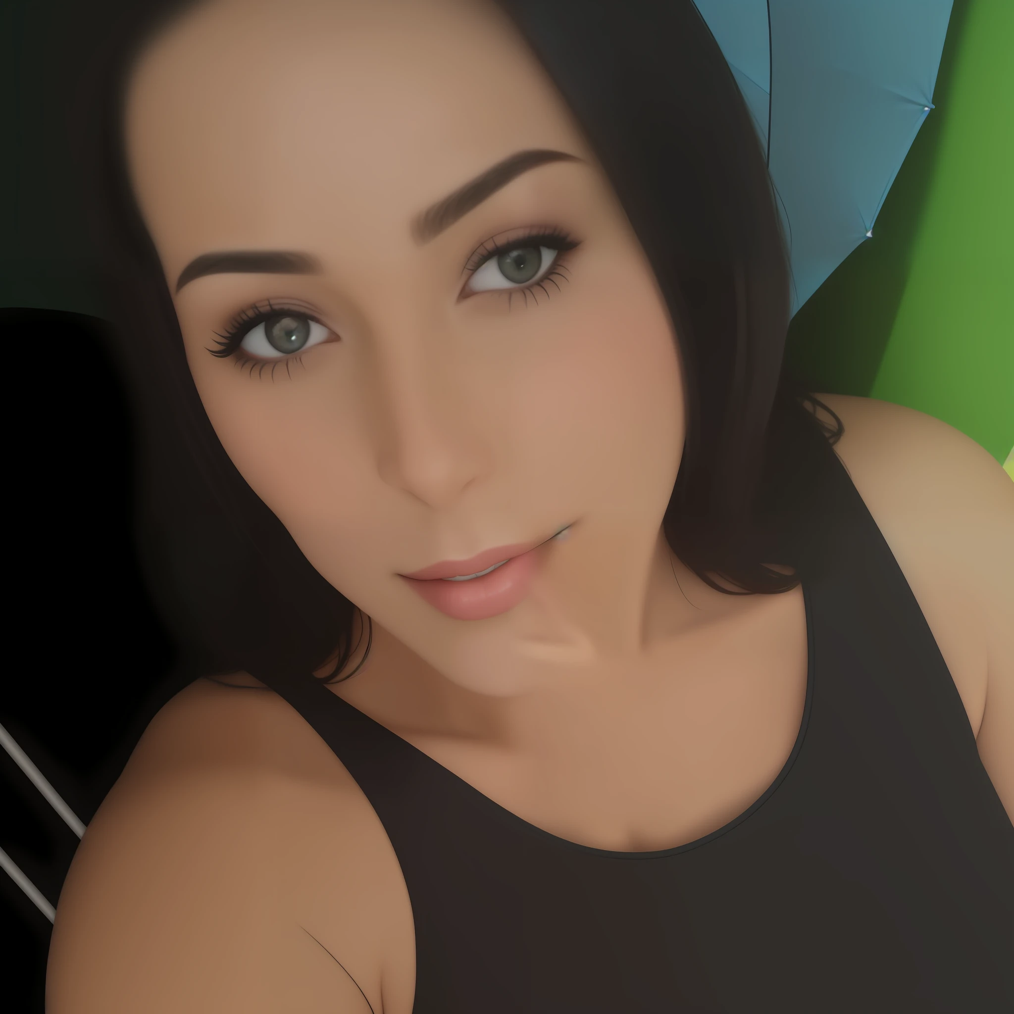 There is a woman with a black top and a green umbrella, imagem de perfil, Malika Favre, Mulheres de 40 anos, 38 anos, 3 0 anos de idade mulher, Mulher de 30 anos, Ayahausca, Mulher de 30 anos de Cuba, (38 anos), 3 6 anos, 3 5 year brazilian mother