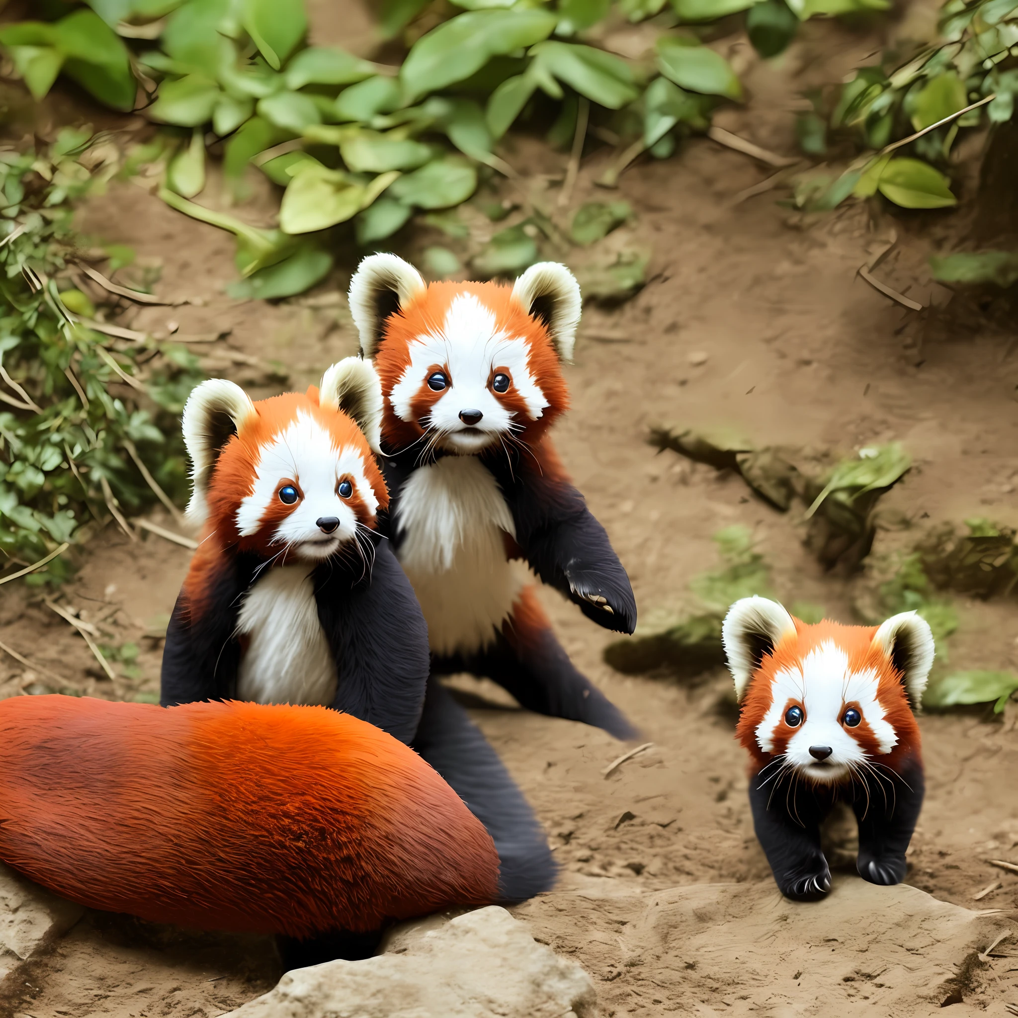 lesser panda　to stand
