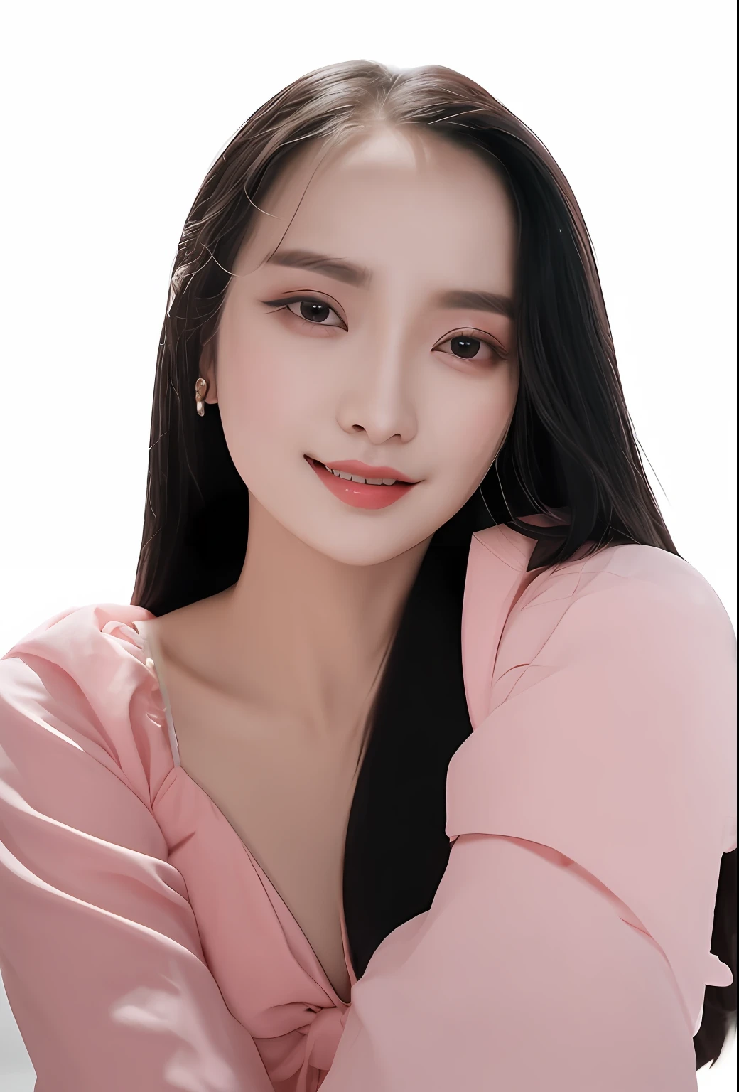 a close up of a woman with long black hair wearing a pink top, xintong chen, xision wu, yun ling, li zixin, chengyou liu, dilraba dilmurat, louise zhang, beautiful south korean woman, inspired by Huang Ji, xianxia, zeng fanzh, yanjun chengt, mai anh tran
