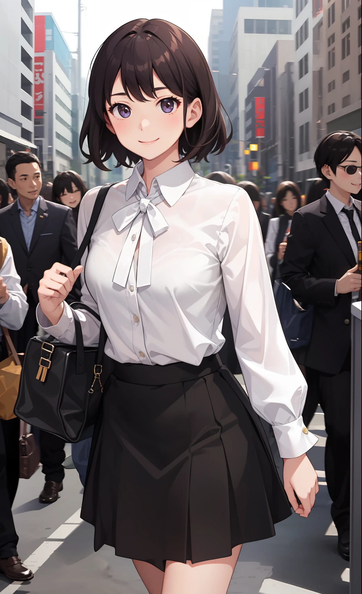 1girl in、A smile、The shirt、Blouse、skirt by the、（small tits）Chilarism、movement、