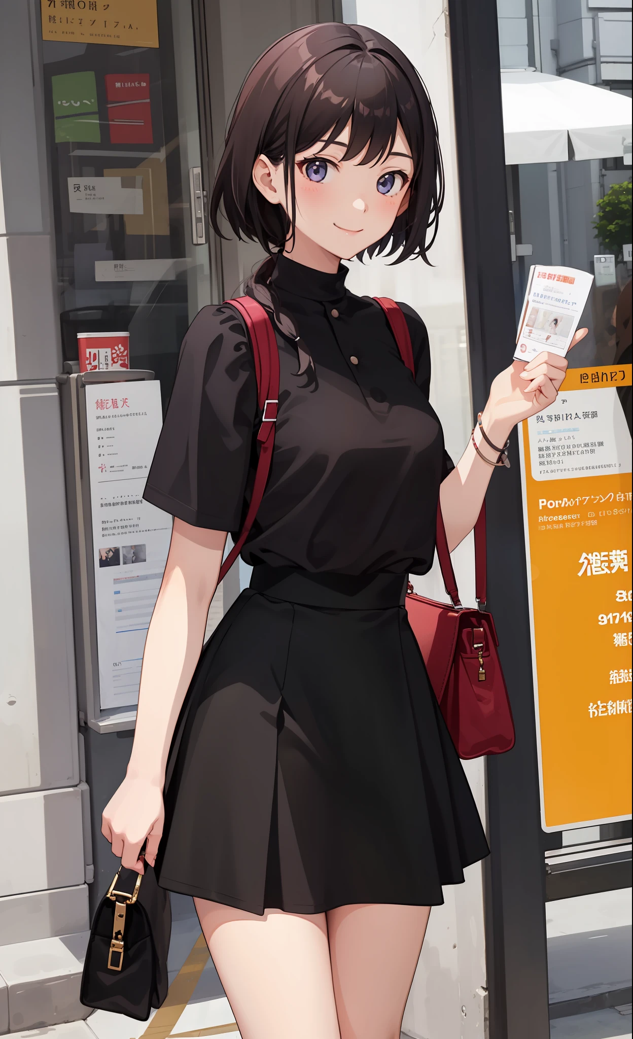 1girl in、A smile、The shirt、Blouse、skirt by the、(small tits)Chilarism、movement、