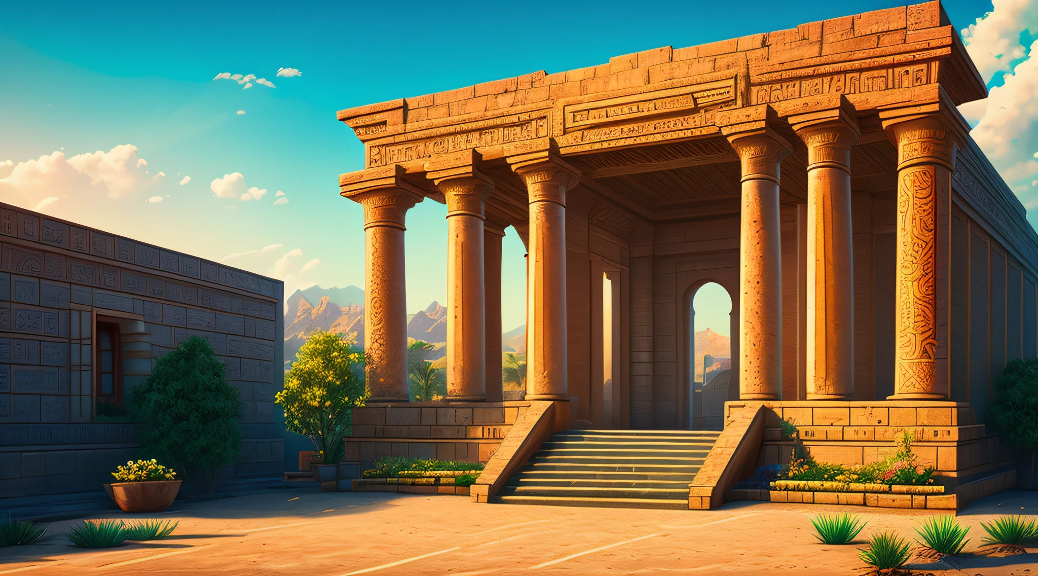 ChromaV5, (papel de parede extremamente detalhado da unidade CG 8k), Ancient city of Babylon, Sumerian architecture, jardin suspensos, ishtar gate, color grading, natural light, scenic view, grande angular, lente de 28 mm, fotografia premiada, chromatic aberration, detalhada, HDR, Bloom, intrincado, alto detalhe, dramatic, arte de midjourneyl