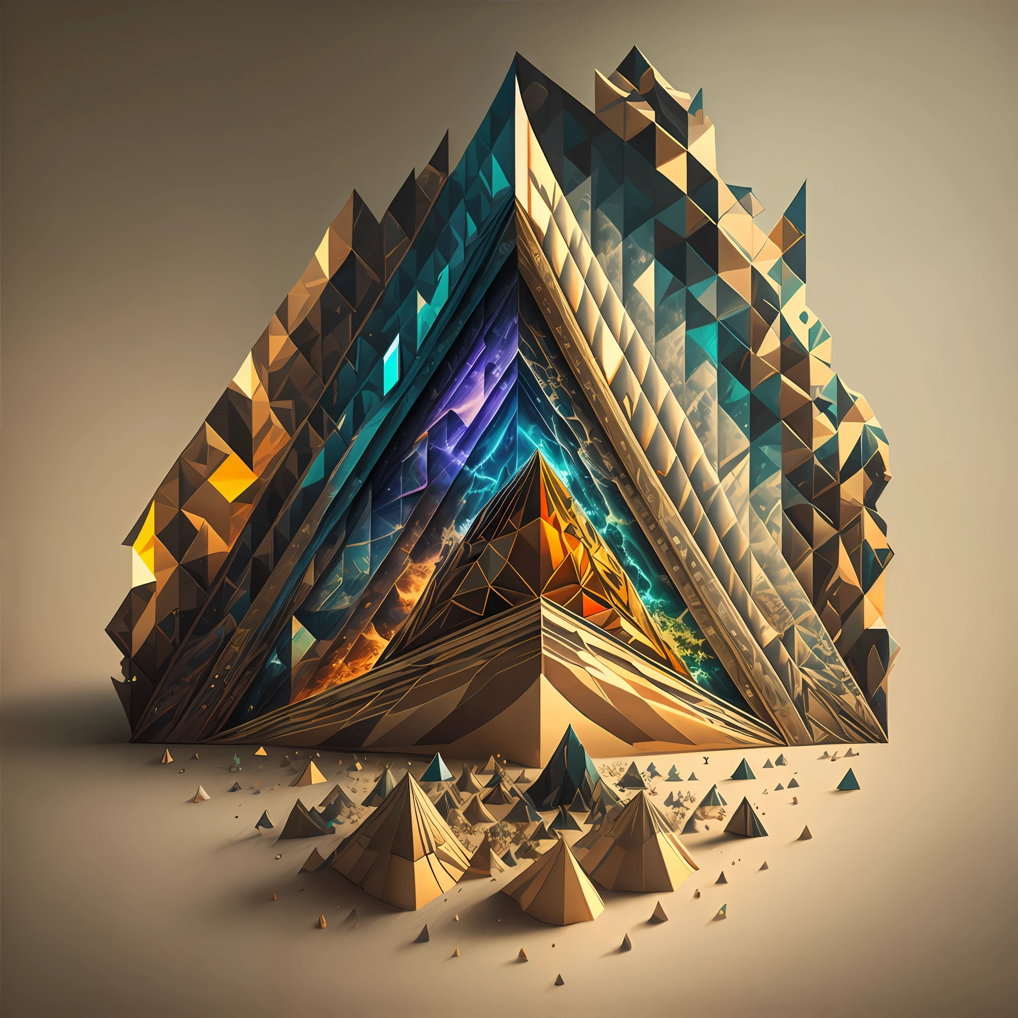 Pintura neo ghotica com triangulos. Ultra realista, 8k, suprimir pixels. --auto