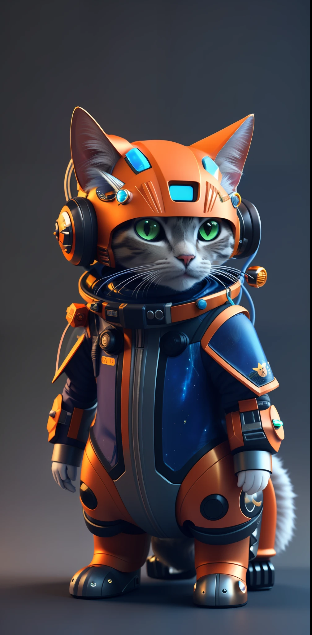 there is a cat in a space suit with a helmet on, cyborg kitten, cute 3 d render, rendered in redshift, 3 d render stylized, cyberpunk cat, scifi character render, scifi character, stylized 3d render, stylized as a 3d render, 3 d render character art 8 k, cgsociety 8k, cgsociety 8k