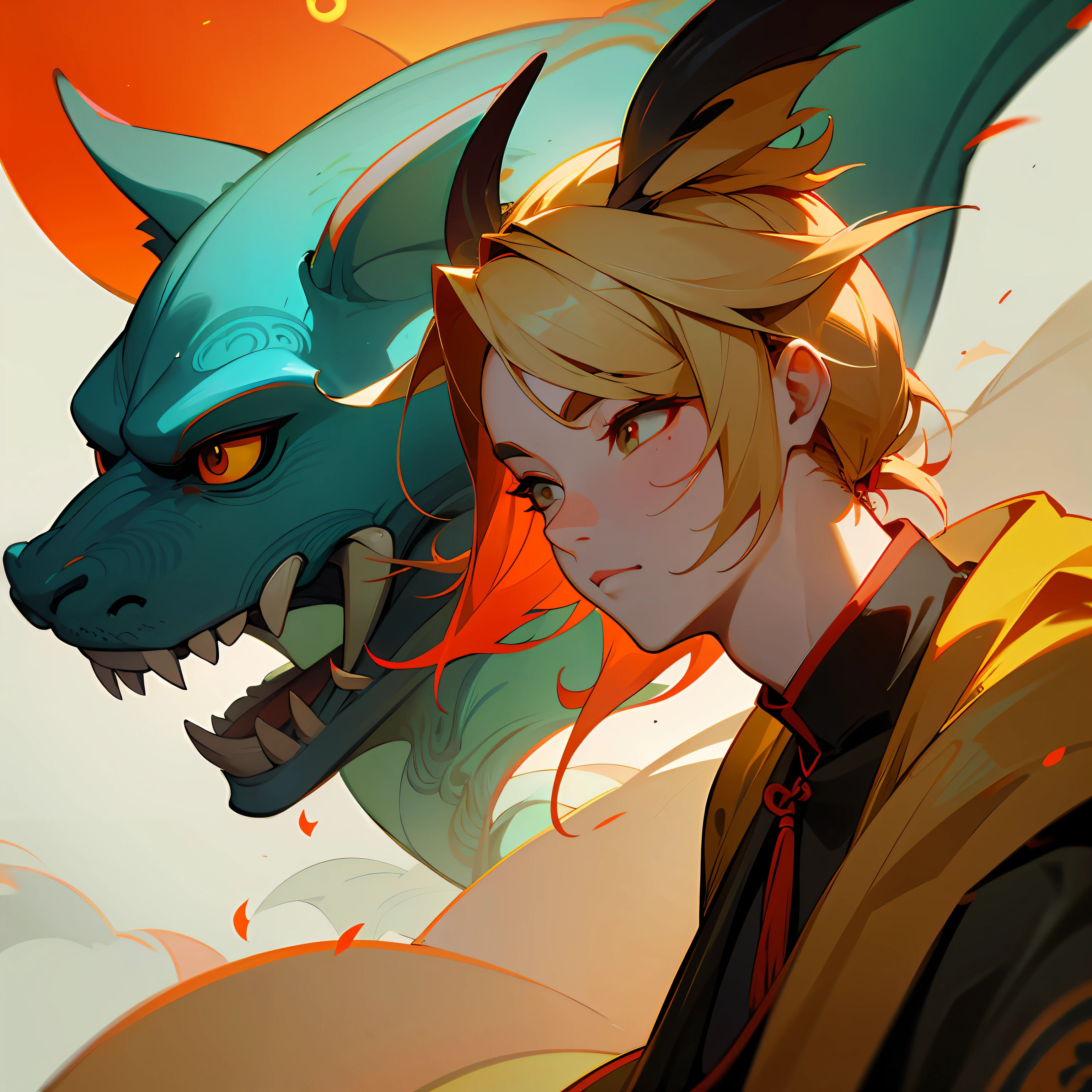 Full face facing to the left side， eastern，Mask with dragons， Ancient Chinese myths and legends，Dunhuang color scheme --auto