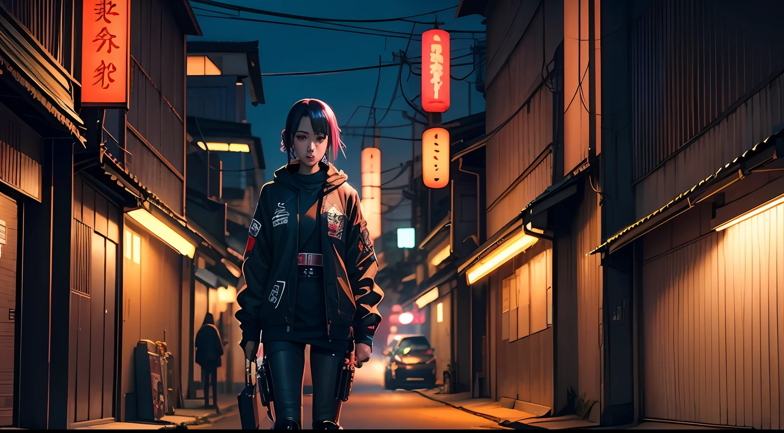 noite sombria japonesa estilo cyberpunk, tamahno --auto