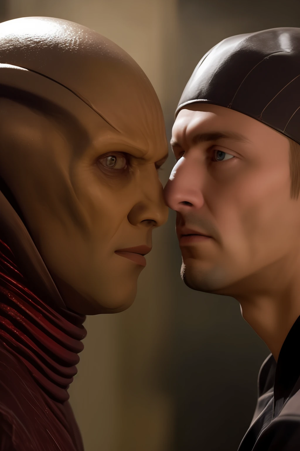 Homem em primeiro contato com Alien, with a peaceful encounter, in which the human being is more intelligent than Allen himself