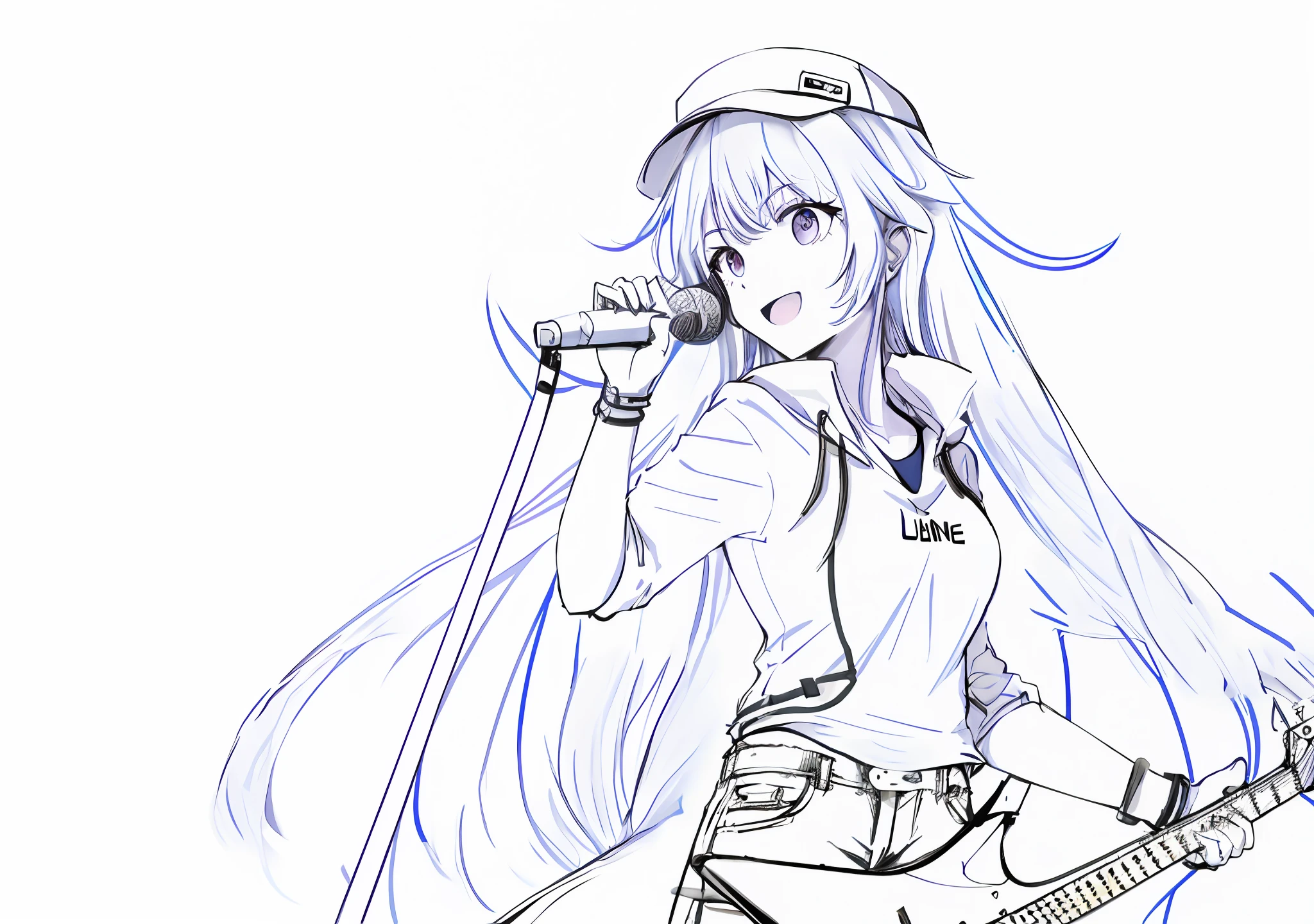 Thick long hair，delicate linework，Long hair and waist