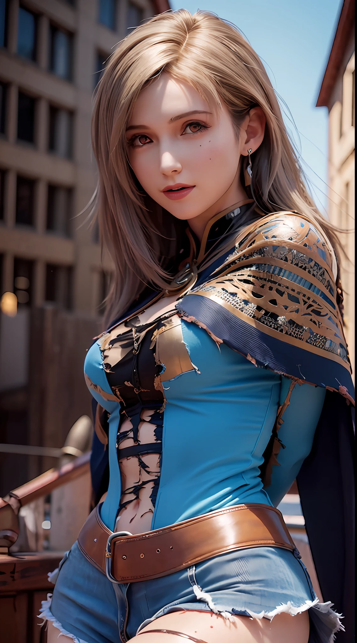8k, best quality, real picture, intricate details, ultra-detailed, ultra highres, depth field,(photorealistic,realistic:1.2),masterpiece,photo of european girl, supergirl, (bruise, dirty, torn clothes, revealing clothes, blood:1.3), blue eyes, blonde hair, long hair, ripped cape, ripped pantyhose, superhero, solo, sun, blue sky,
best quality, realistic, photorealistic, (intricate details:1.2), (delicate detailed), (cinematic light), clear line, sharp focus, realistic face, detailed face,
unity 8k wallpaper, ultra high res, (photorealistic:1.4), looking at viewer