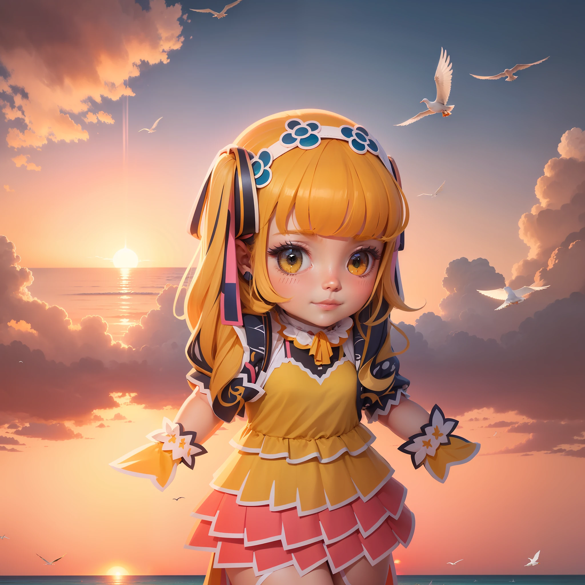 Oranges, pinks and yellows blend together to fill the sky, and the sunset over the beach is truly mesmerizing. The crystal clear waters gently kiss the coast, and the white sand beach stretches out endlessly. It's a dynamic and breathtaking scene with seagulls soaring high into the sky and palm trees gently swaying. Take in the calm atmosphere and peace will wash you away.