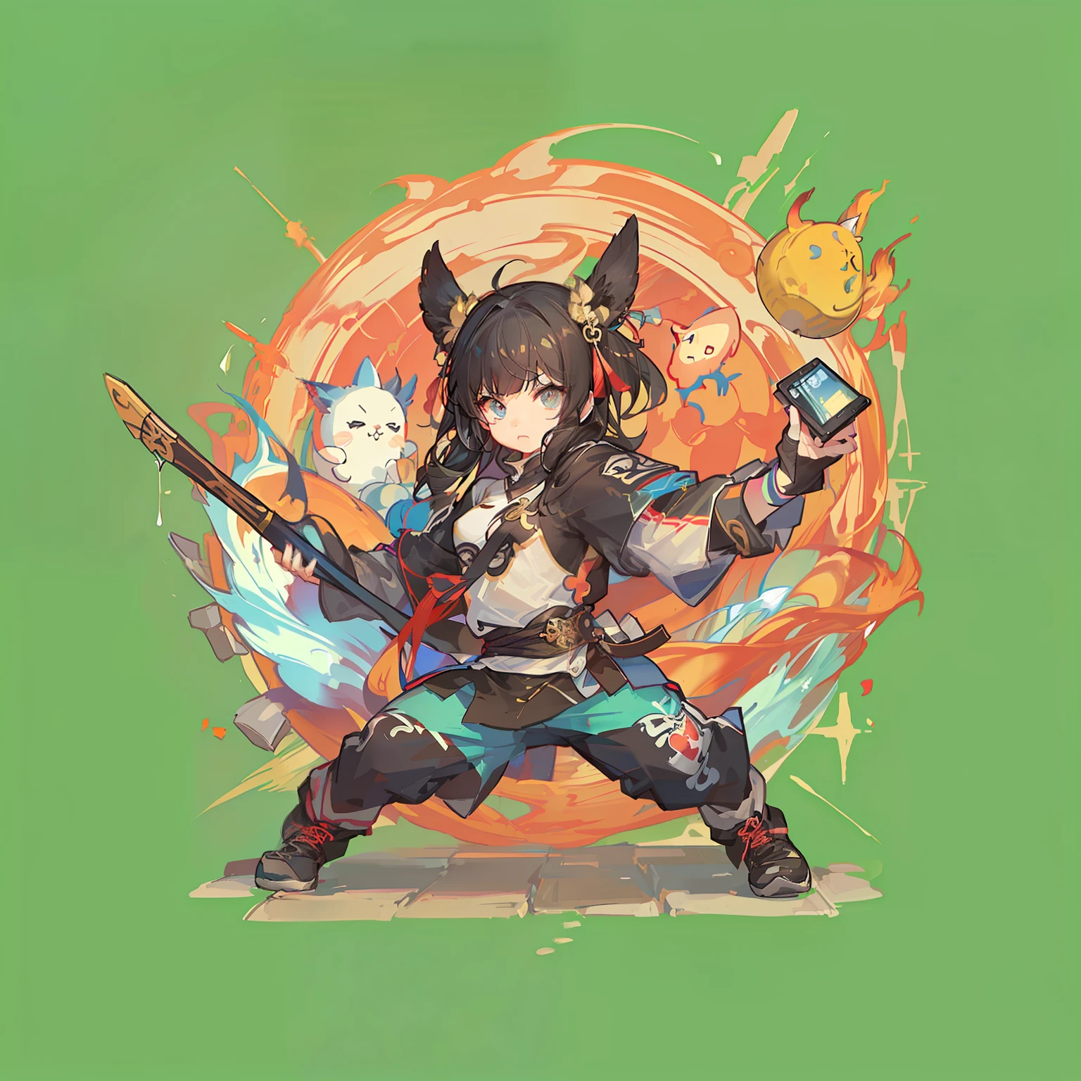 A logo、games 、kawaii、It features a simple、Pixel art、tshirt design、Kungfu、HIPPHOP、