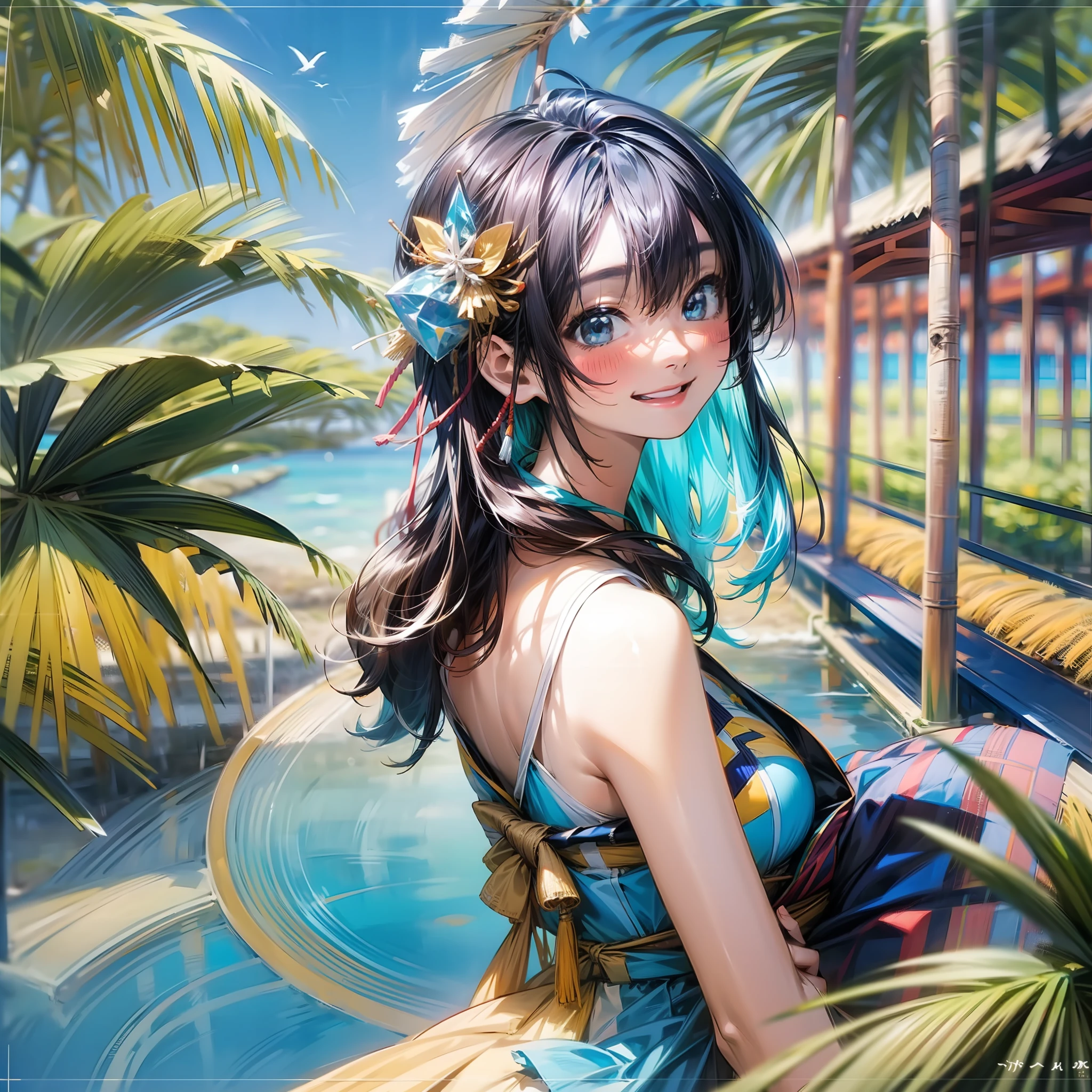 Render in 8K ultra-high resolution、Bright and glamorous moments。The subject is、Young woman greeting in summer sunshine、Her name is Yu。She was wearing a kimono-patterned bikini.、The sight of her hair fluttering in the cool breeze is very attractive....。
She stands on the seaside。Crystal clear sea and white sand beach in background、The beautiful scenery of the summer resort is colored。Around her are green plants.、It has a tropical atmosphere。
Kimono Gala Swimsuit、A design that combines Japan traditions with summer traditions.。Cool blue and white patterns shine on her skin、Complements her glamorous charm。She、Symbolizes the beautiful culture and summer charm of the Japan。
Her greeting is bright、Smile and communicate with your surroundings。Her smile shines like the sun、It's the people around us々is々Is々Bring happiness。She greets her with hand movements similar to ocean views.、Creating harmony with nature。
Her eyes are sparkling.、Summer is full of energy。Summer cheerfulness combined with her smile、Creates a bright and refreshing atmosphere.。This moment is、It's the perfect moment to enjoy summer fun and energy to the fullest...。
Her figure is、Feel one with nature in a summer swimsuit.。She values resonance with nature.、Have a rich mind to enjoy the summer season。Her greeting is、Coloring the happy moments that come with the arrival of summer。
This bright and glamorous atmosphere is、、、、Convey to viewers the importance of summer fun and smiles..。Her greeting left a warm touch in my heart、It makes you feel like you can share energy and happiness in the summer.。You also、Say hello cheerfully in a summer swimsuit.、You will enjoy summer charm and energetic moments。