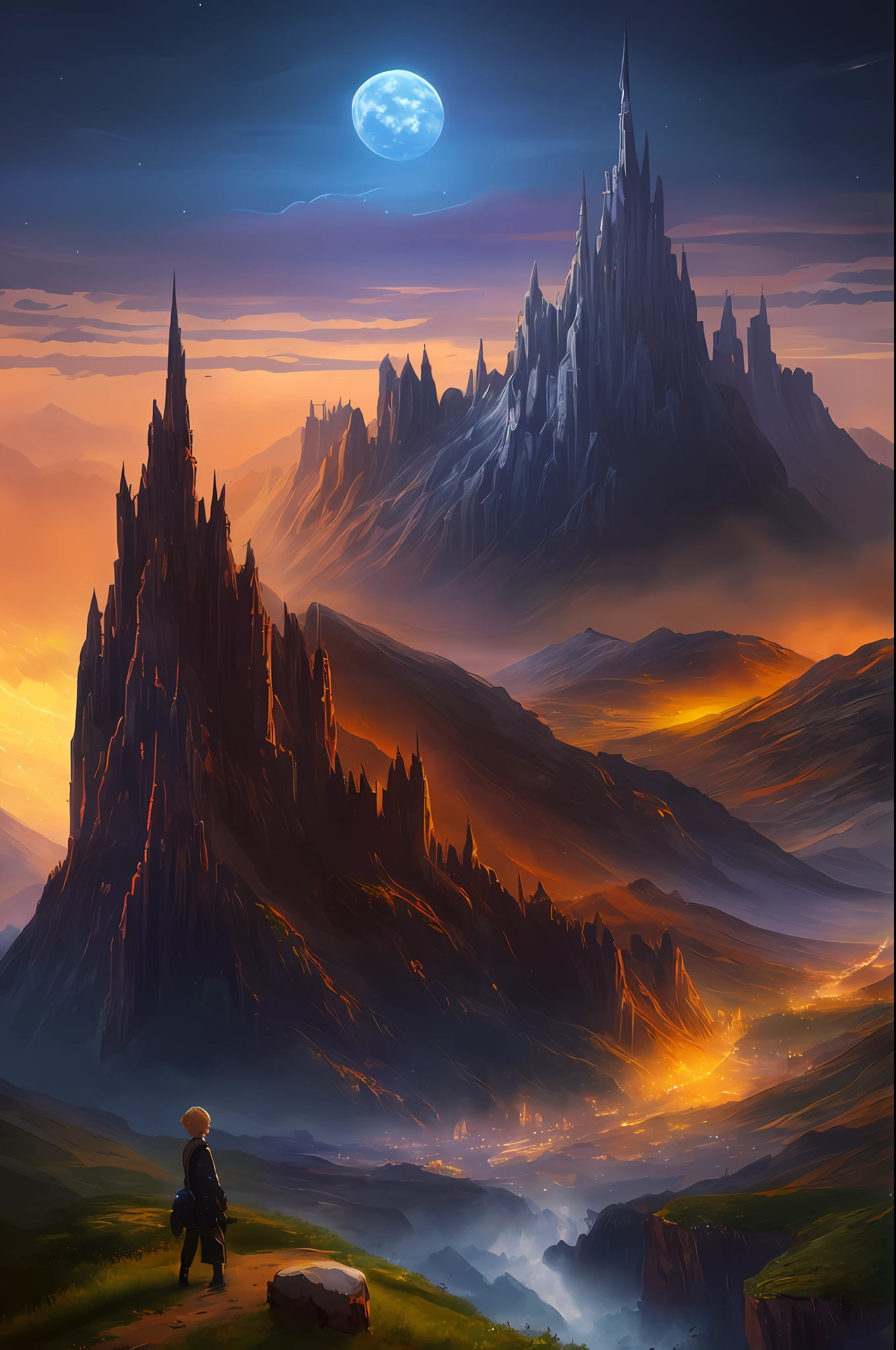 A very detailed anime illustration,
The landscape
, dream magical, painting of a, Trends in the art station, UHD, ((by Quentin de Warren))):1.8, atmospurate, luminance,The picture is fresh