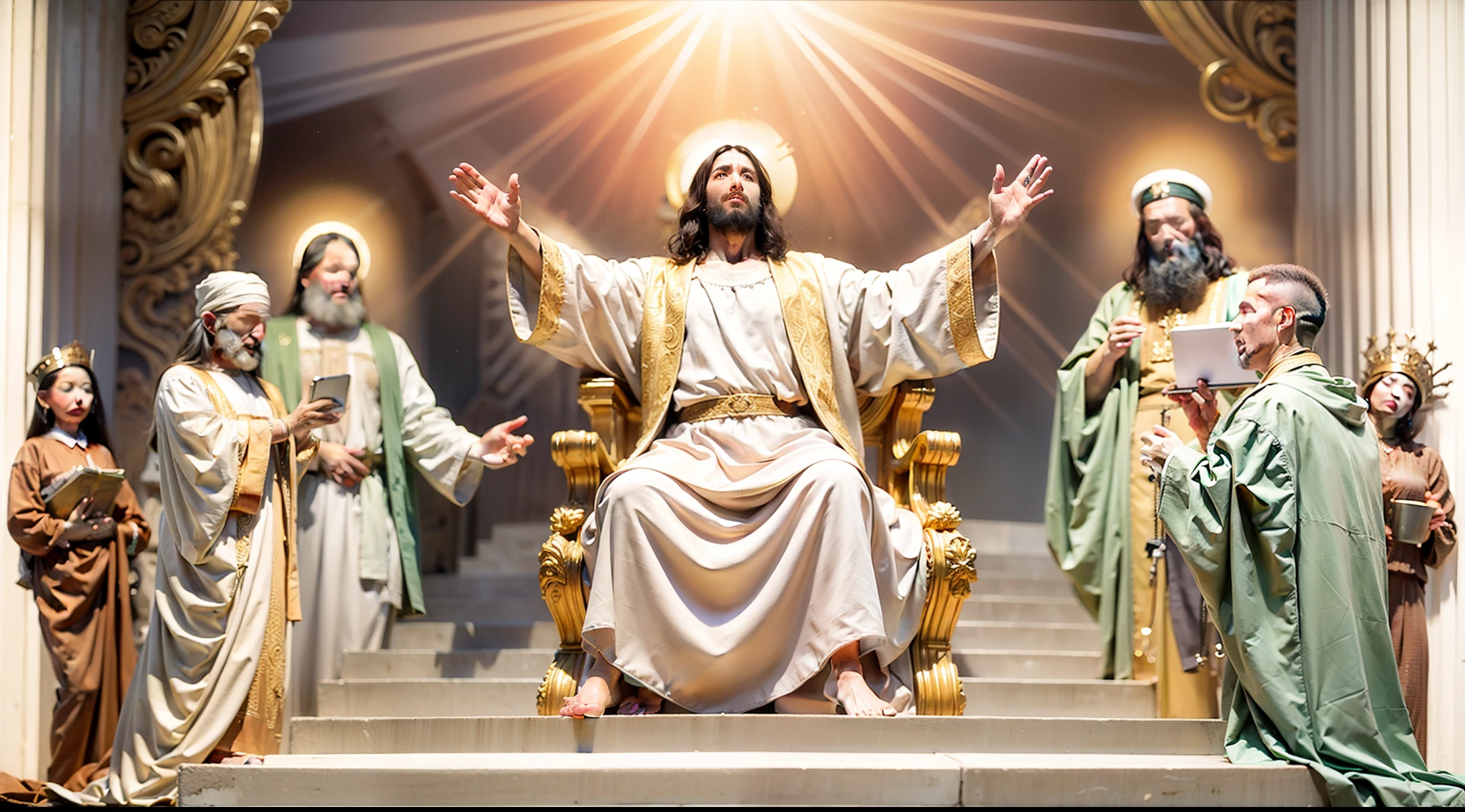 (draw jesus in the third heaven full of glory beside you God the Father sitting on the throne)