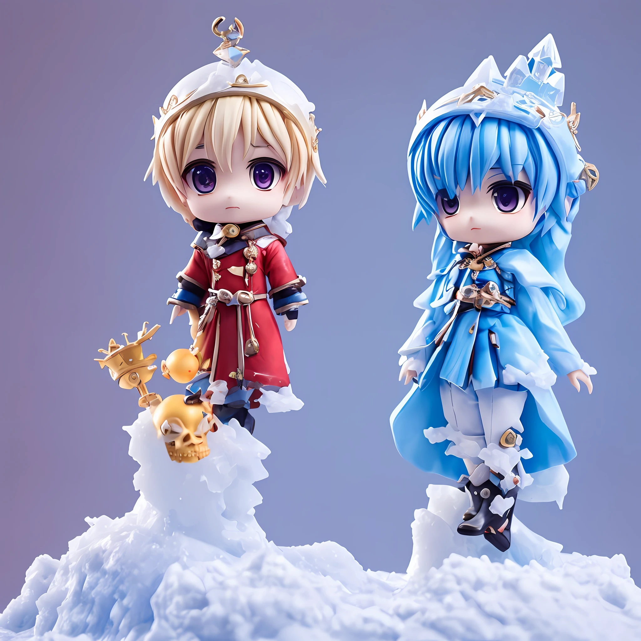 (((chibi 3d)))_Modelshoot style、(the Extremely Detailed CG Unity 8K Wallpapers)masterpiece、top-quality、intricate detailes、absurderes、Skeletonized man like a dota 2 hero with a piece of meat hanging from a bone、His skull is covered with icicles and frost,、Intricate carving、wearing a facemask、Glowing eye sockets、Wearing a frozen blue crown、chromatic abberation、depth of fields、 professional photograpy、Soft lighting、Tone Map、ighly detailed、foco nítido、Dramatic lighting、intricate-detail、film like、8K、Incredible shadows、realisitic、(highly detailed back ground:1.0)