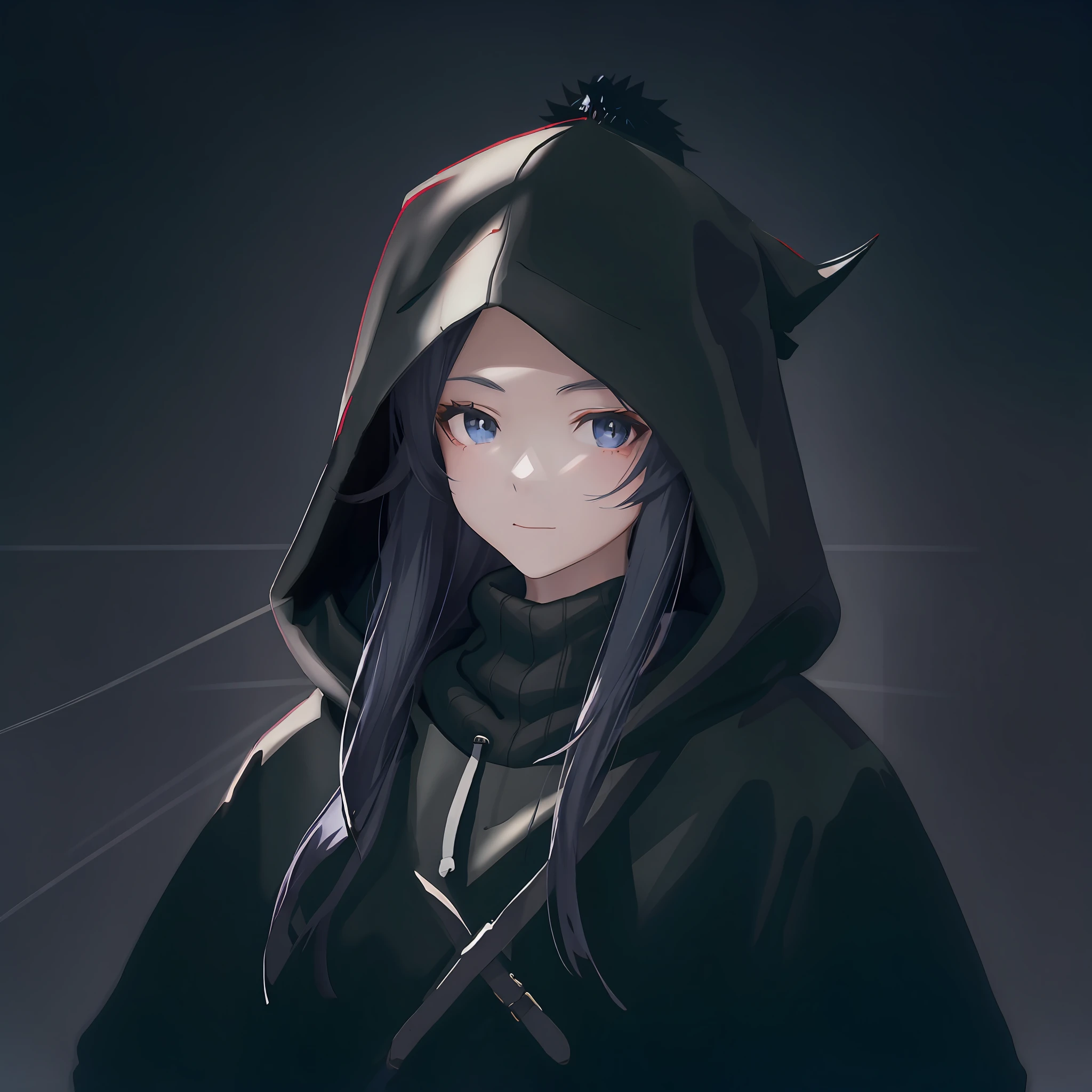 Anime girl and boy with black hoodie and horns in dark room, Cyberpunk anime wear hoodies, Guviz-style artwork, demon slayer rui fanart, made with anime painter studio, Stylized anime, anime style character, Digital anime illustration, Black haired girl and boy in hoodie, Anime style. 8K, anime styled 3d, Anime Stylization