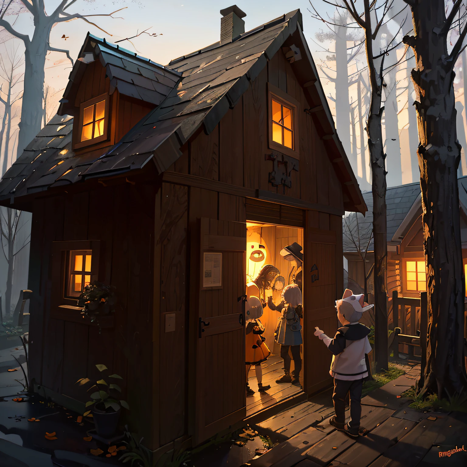 As the Family of 4 Trick or Treater's on Halloween night. ((Mom, Dad, 4 year old daughter and baby) came upon an old, mysterious cottage hidden in the forest