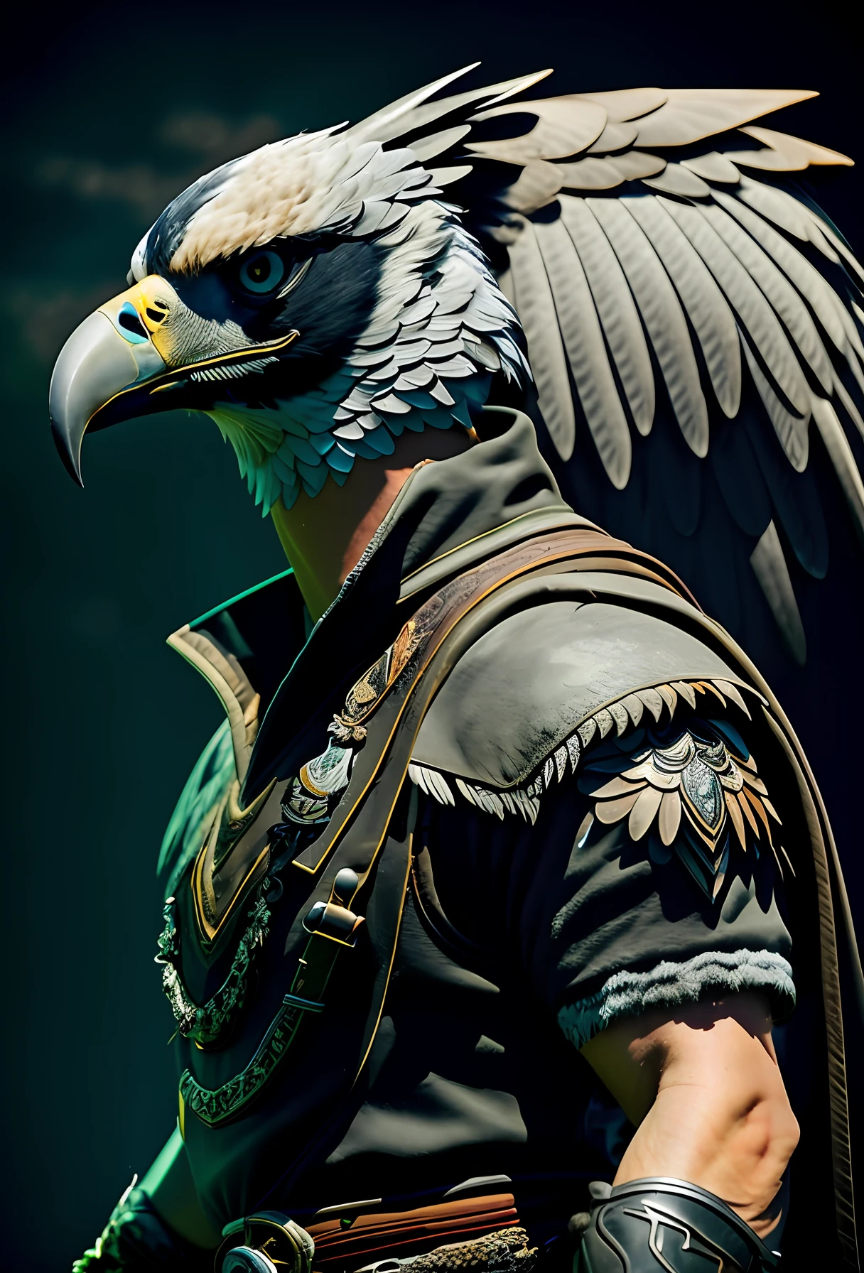 Animal eagle looking at lion