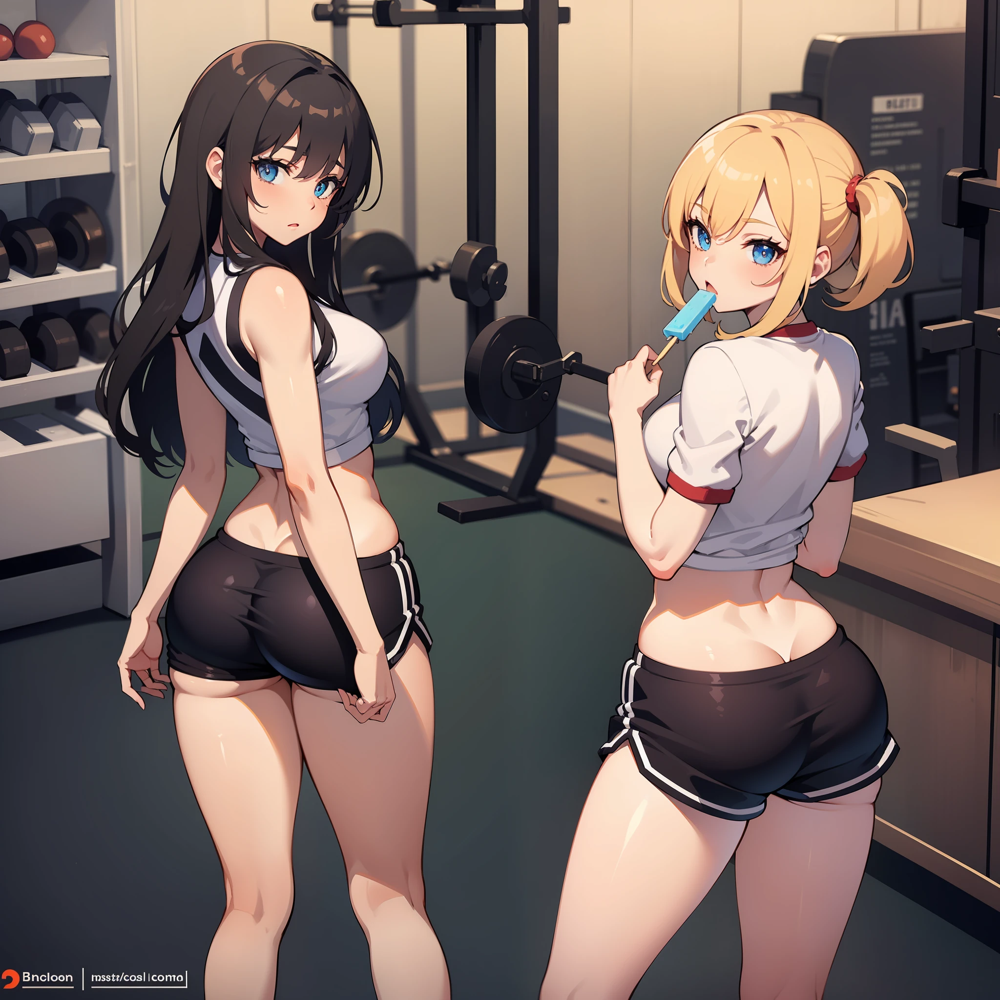 girl, top, short shorts, perfect anatomy, hot girl, curvy, athletic, gym, stomach, navel, popsicle, perfect girl, , ass, bunda gostosa