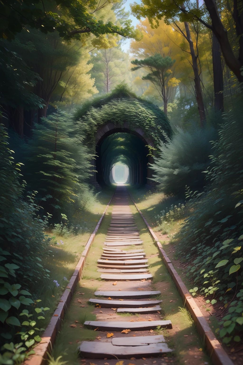 The World of Picture Books,The tree looks like a small arch,4K, Hyper-Realism, Realistic, Hyper-realistic, High resolution, 35mm lens, Wide View,Cinematic, Soft lighting, Magnificent Real , Faded, ((neutral)), (nffsw:1.5), Muted colors, pastel, blue tone, Professional Lighting, Warm light,Dramatic light, Roadside with complex background, Complex Detail, Ultra Detail, Elegant cinematography