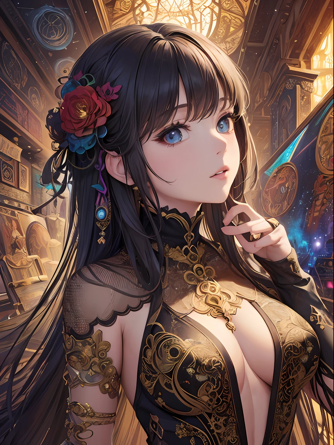 (masterpiece, top quality, best quality, official art, beautiful and aesthetic:1.2), (1girl), extreme detailed,(fractal art:1.3),colorful,highest detailed --auto