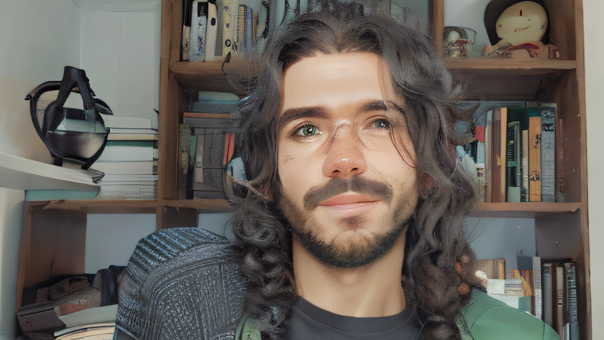 fazer um desenho animado, maintain facial features, Tern, cabelo cacheado,