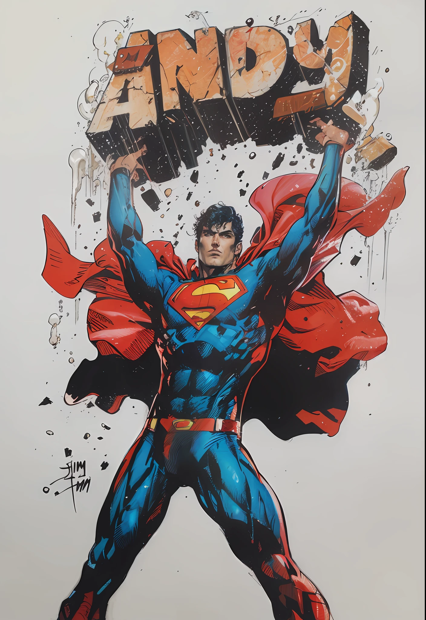 (henry cavil as superman), (Art by Jim Lee) magnificent sky background, dramatic, gorgeous, award winning, masterpiece,