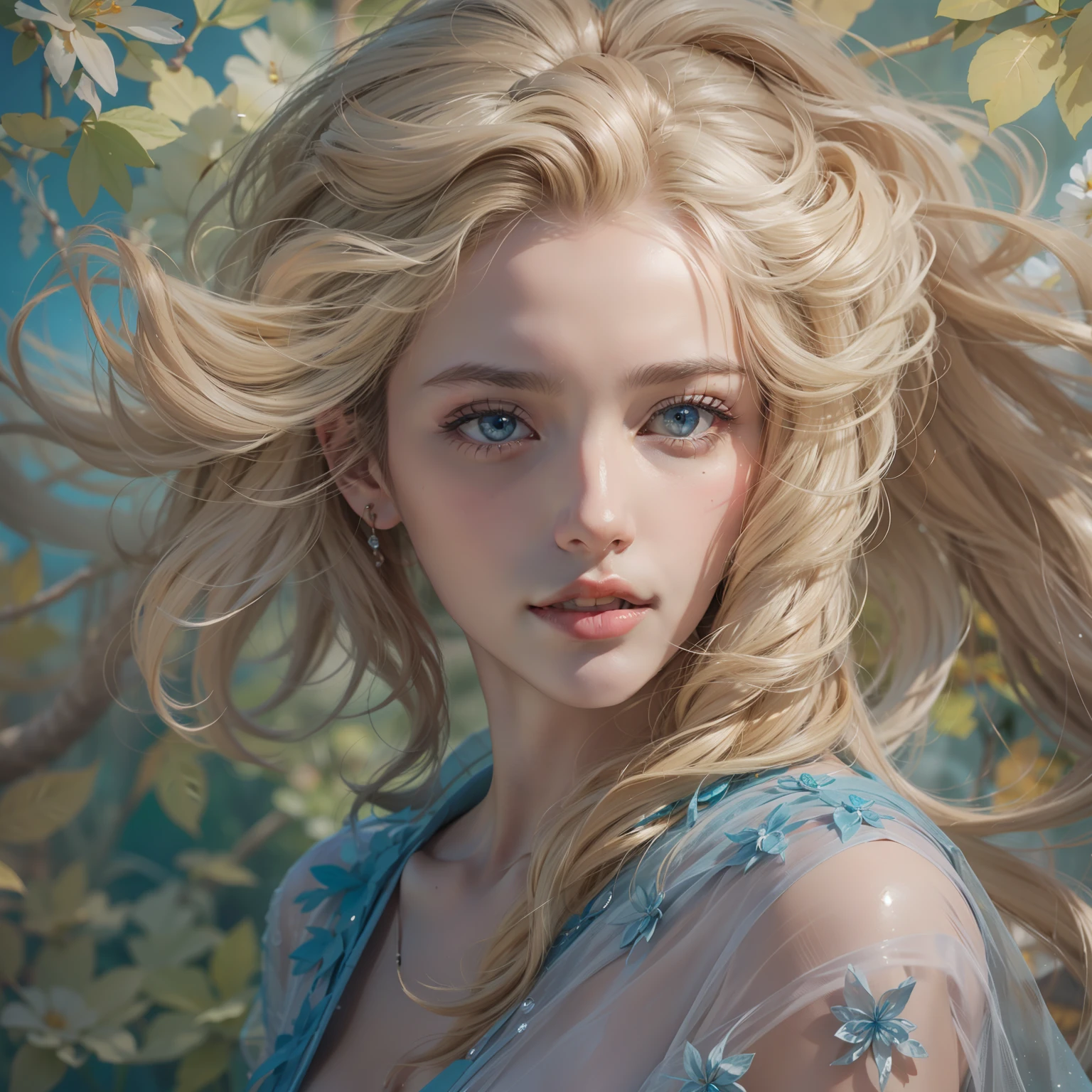 "(((obra-prima))), melhor qualidade, ultra-detallhado, High resolution CG image with a beautiful blonde woman with bright blue eyes, retratados em detalhes fascinantes. His delicate body is accurately represented at every angle. Ela possui longos cabelos loiros que caem suavemente sobre seu vestido da era vitoriana. The upper part of his body is sculpted to perfection. "
