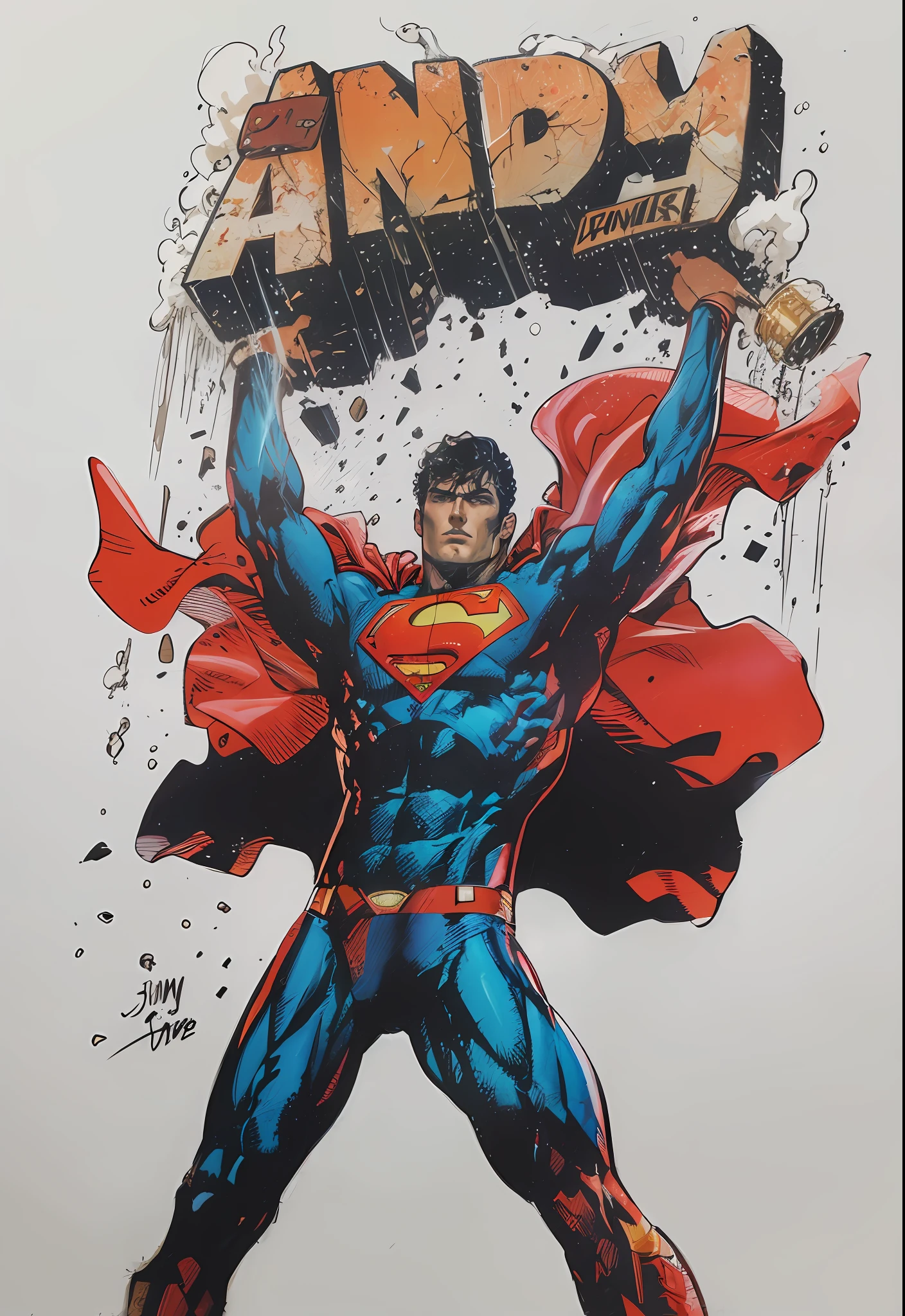 (henry cavil as superman), (Art by Jim Lee) magnificent sky background, dramatic, gorgeous, award winning, masterpiece,
