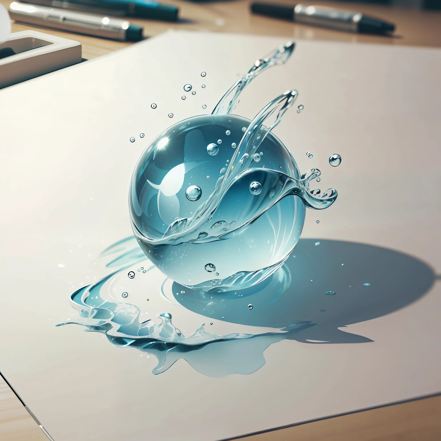 Draw bubbles in 3D, water colour