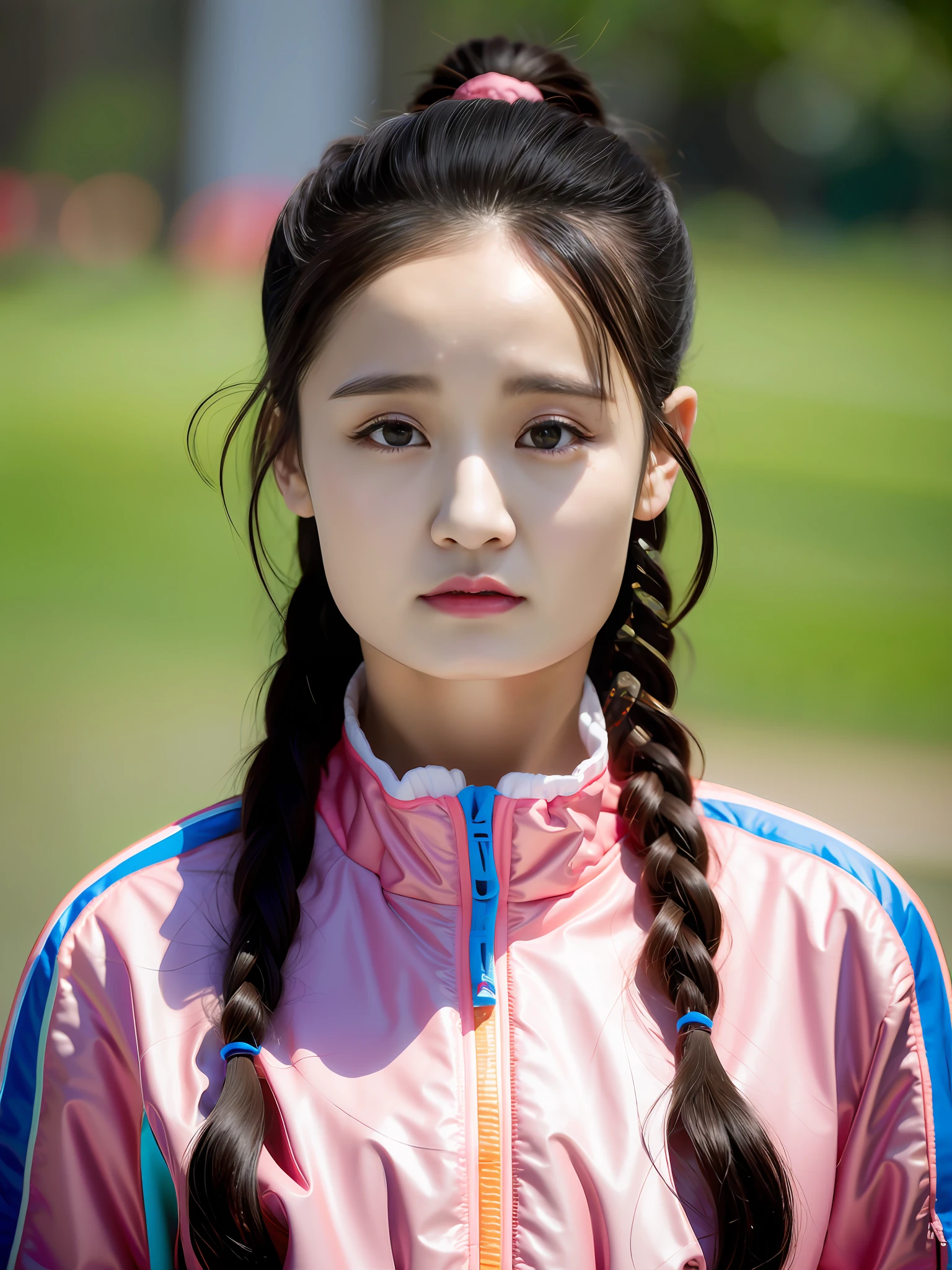 alafed asian woman，Long black hair and pink jacket, wan adorable korean face, young lovely Korean faces, jaeyeon nam, wenfei ye, xintong chen, yanjun cheng, young cute wan asian face, Realistic. Cheng Yi, beautiful Korean women, portrait of female korean idol, south east asian with round face, xue han