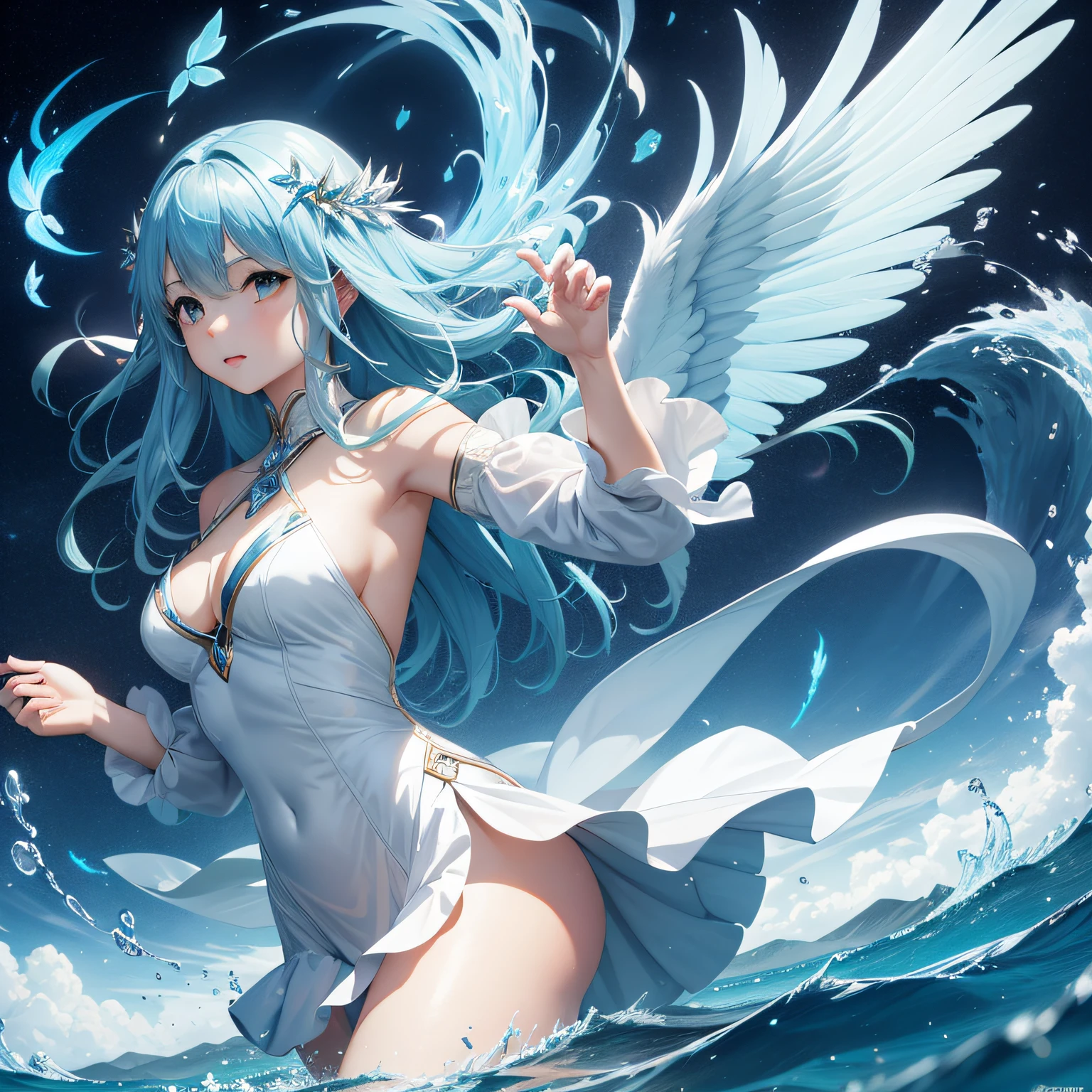 Air Elemental Keywords:
Air Spirit
Controlling the Wind and Storms
Intangible existence
Free spirit
Connection with nature
Vitality and intelligence
One of the Four Elements
Mystical beings
Fantastic creatures
Embodying the power of nature personification femele hposing Gravure Idol a beauty girl Mystical Fictional creatures chimera