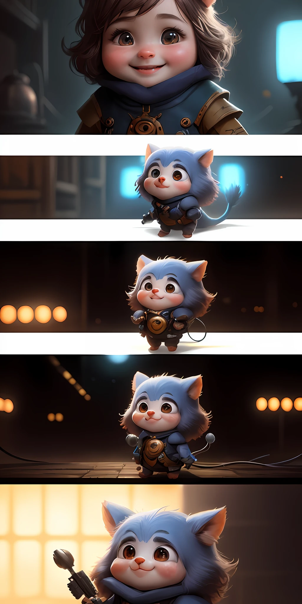 cbzbb, Brad Johnson ,charachter,cute, little, beautiful, Devian Art, Trending Artstation, Digital Art, Detailed, Cute, Realistic, Humanoid, Character, Tiny,Cinematic Sho,Cinematic Lights,Looks happy